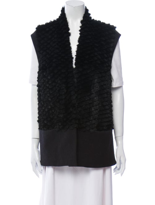 Helmut Lang Wool-Paneled Fur Vest Black