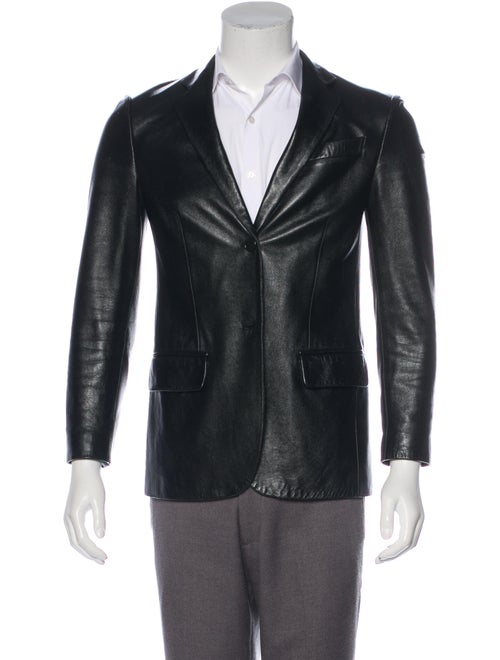 Helmut Lang 1999 Vintage Leather Blazer Black