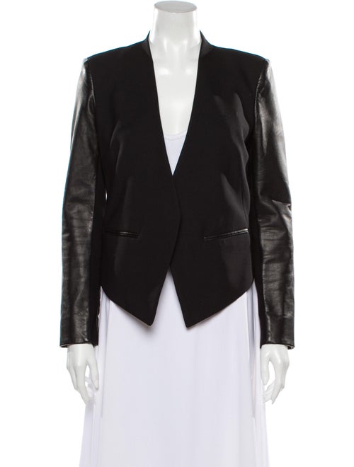 Helmut Lang Wool Leather-Accented Blazer Black