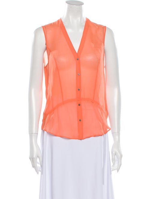 Helmut Lang Silk V-Neck Blouse Orange