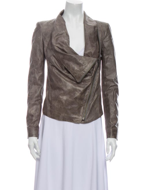 Helmut Lang Leather Biker Jacket Grey