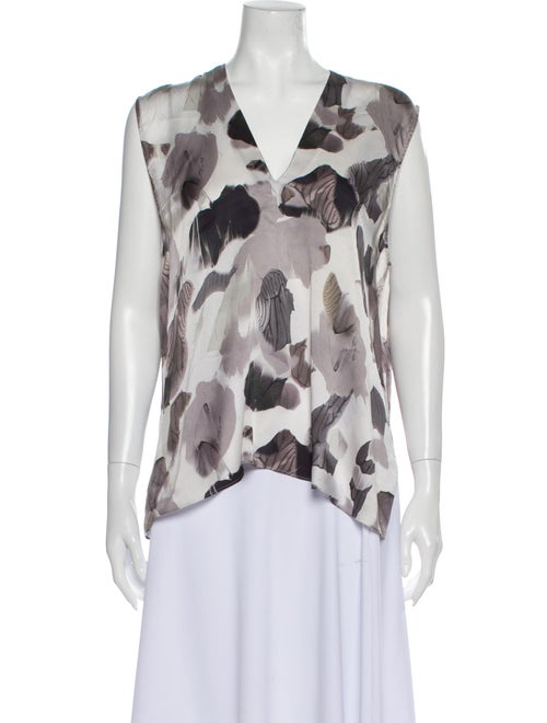 Helmut Lang Silk Printed Blouse Grey