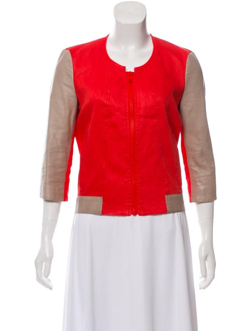 Helmut Lang Leather-Accented Biker Jacket Orange