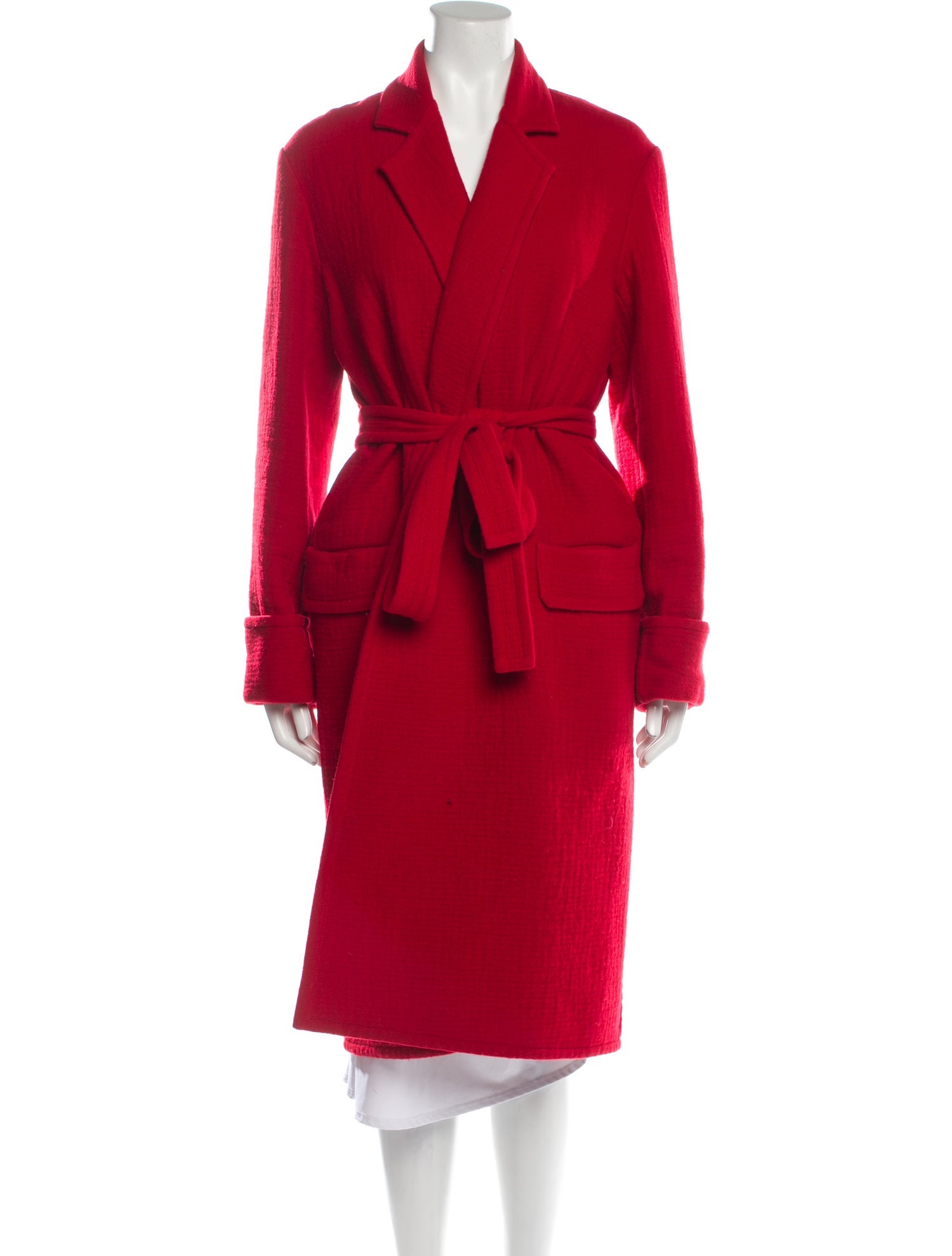 Helmut Lang Virgin Wool Trench Coat Red Coats Clothing