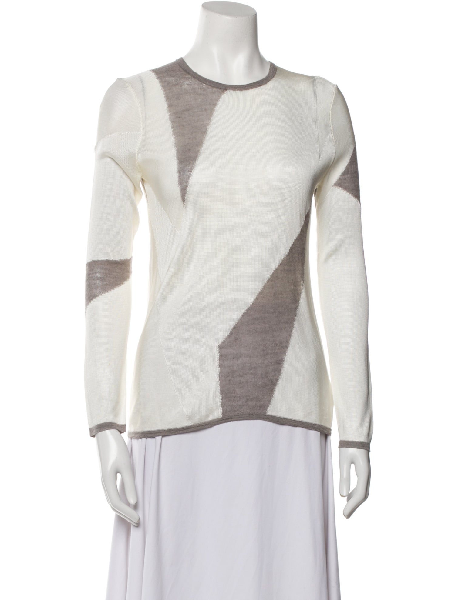 Helmut Lang Colorblock Pattern Crew Neck Top