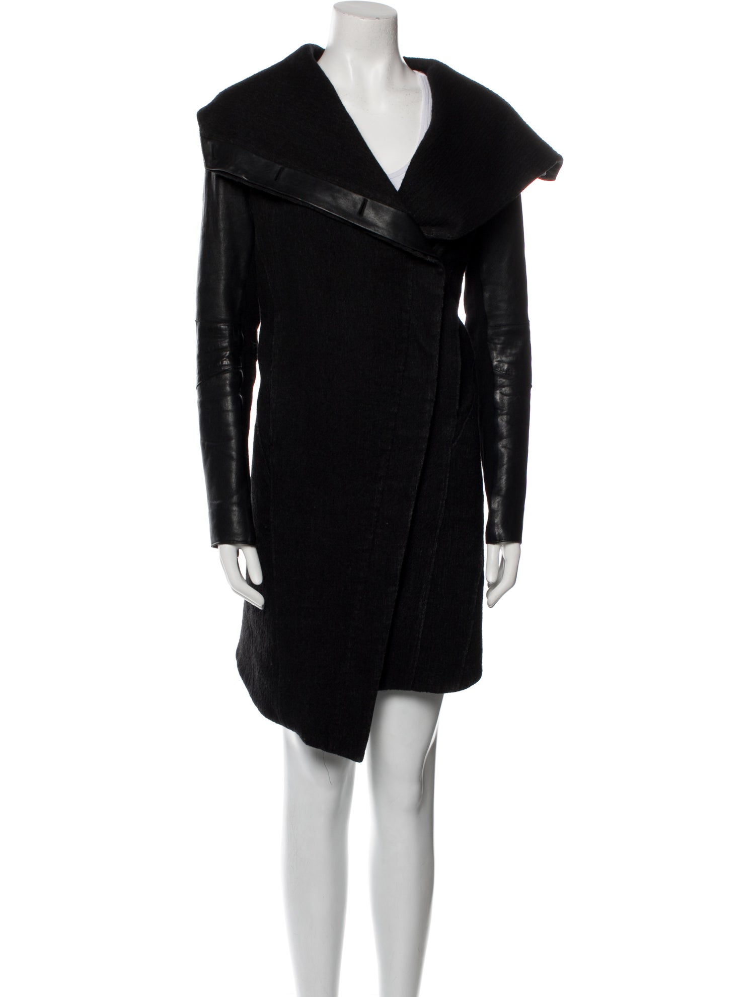HELMUT LANG asymmetry wool jacket Helmut Lang Grey/Black Leather