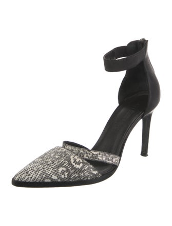 Helmut Lang Leather Printed D'Orsay Pumps
