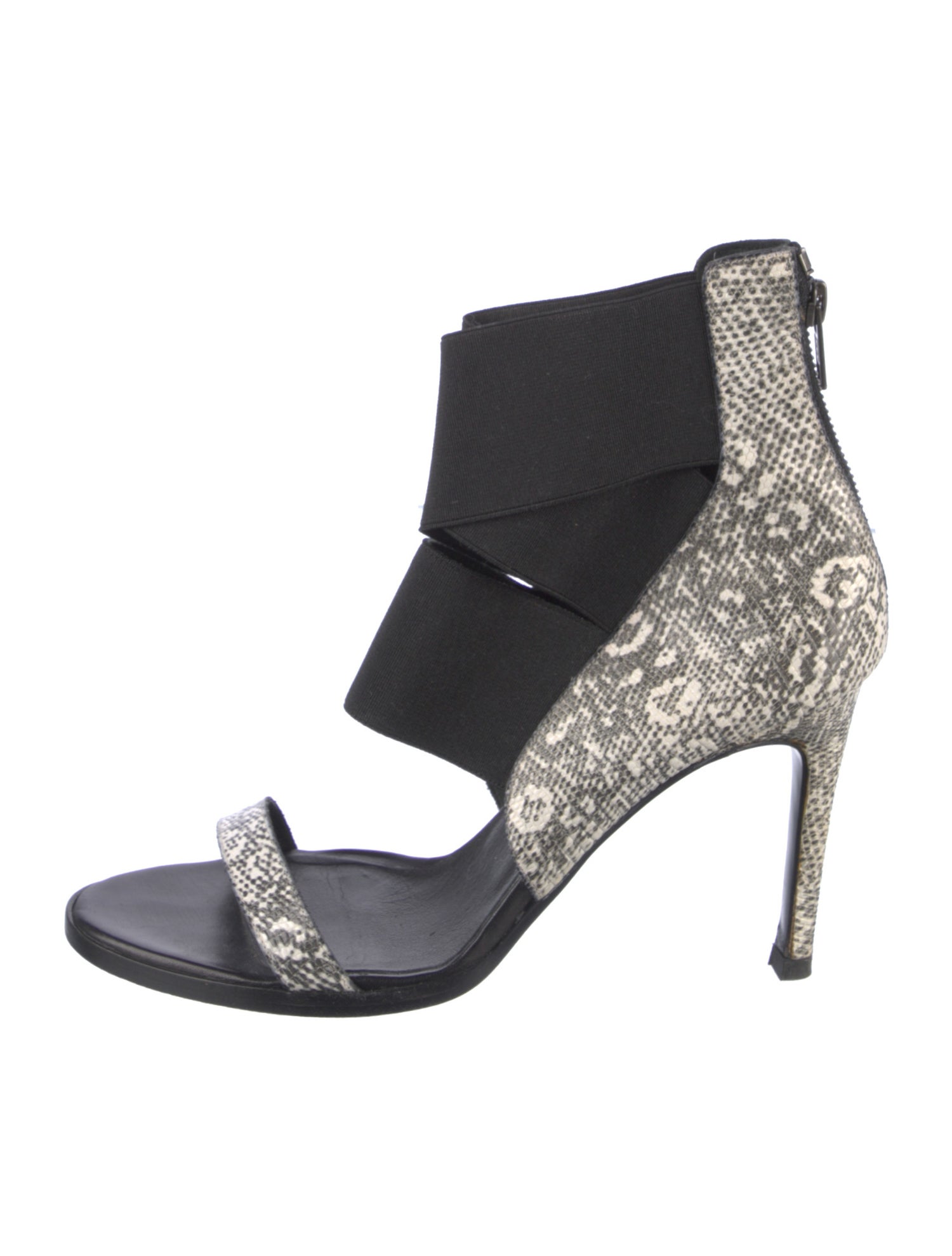 Helmut Lang Leather Animal Print Sandals