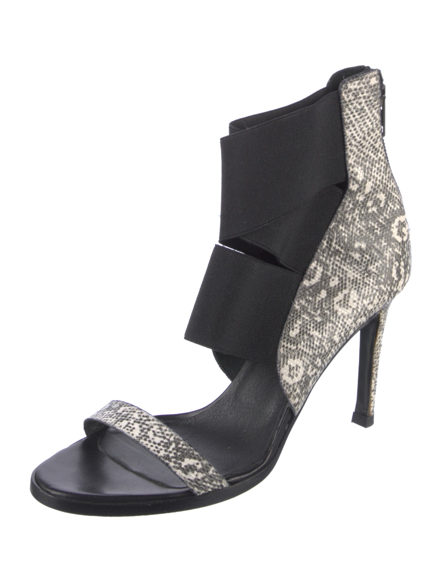 Helmut Lang Leather Animal Print Sandals