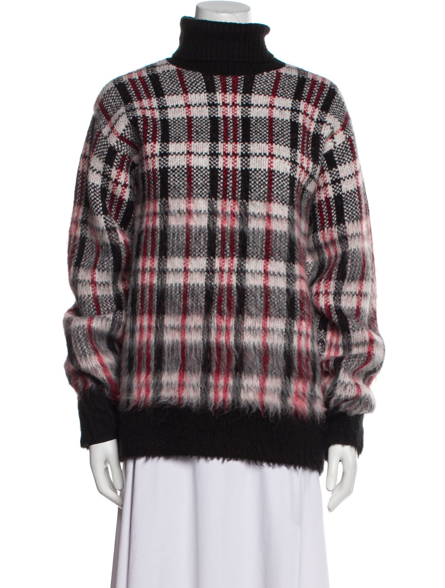 Helmut Lang Plaid Print Turtleneck Sweater w/ Tags