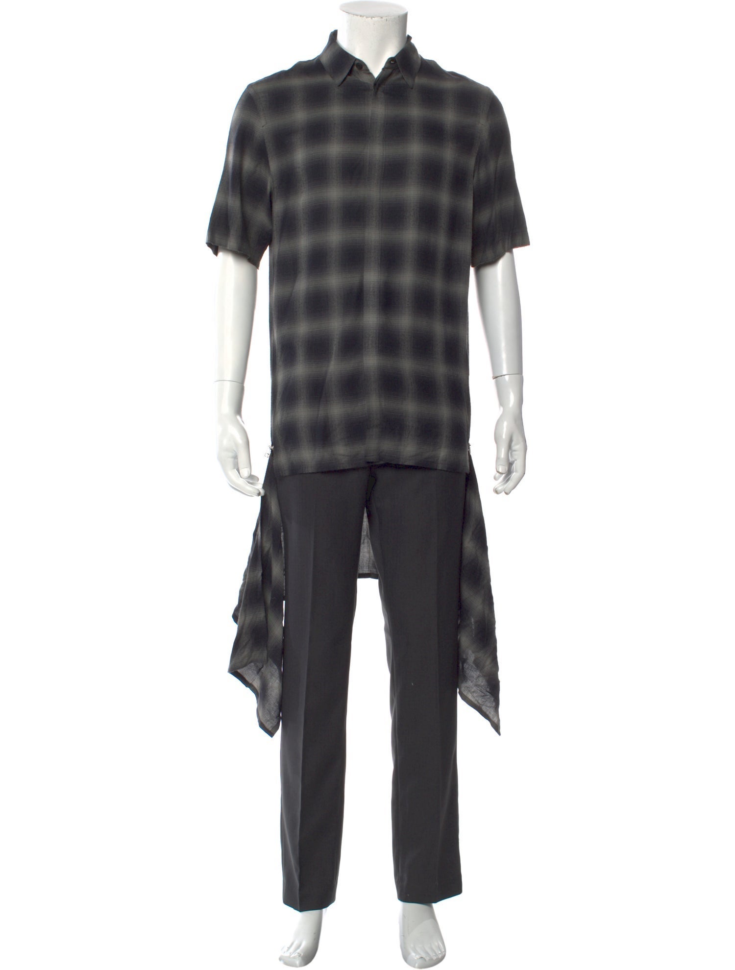 Helmut Lang Plaid Print Short Sleeve Shirt