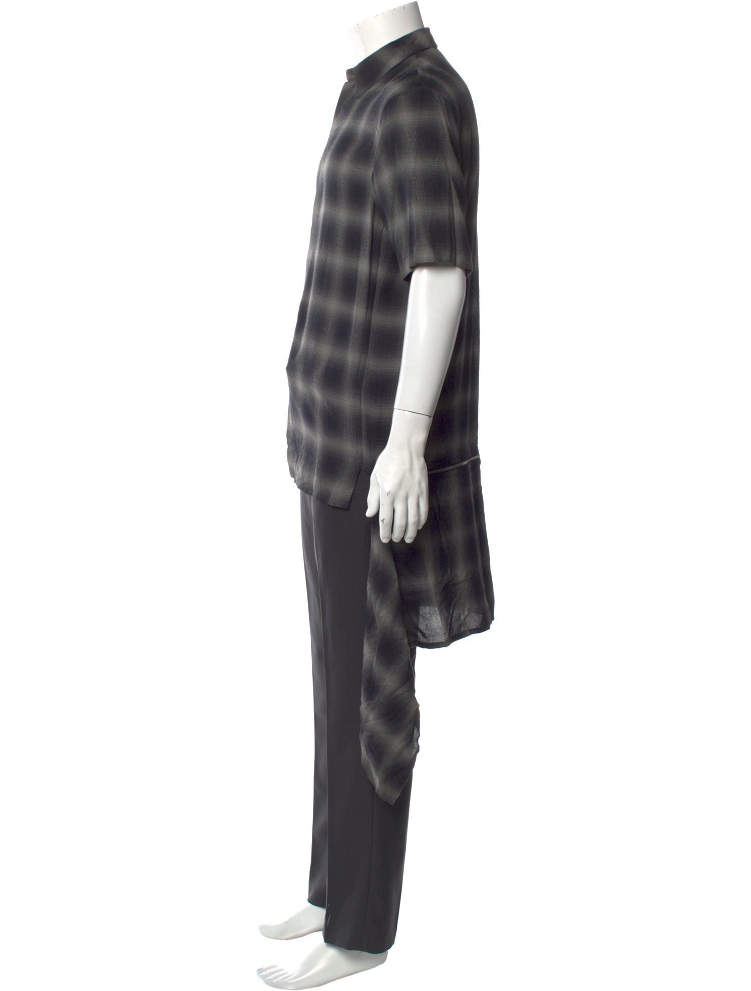 Helmut Lang Plaid Print Short Sleeve Shirt