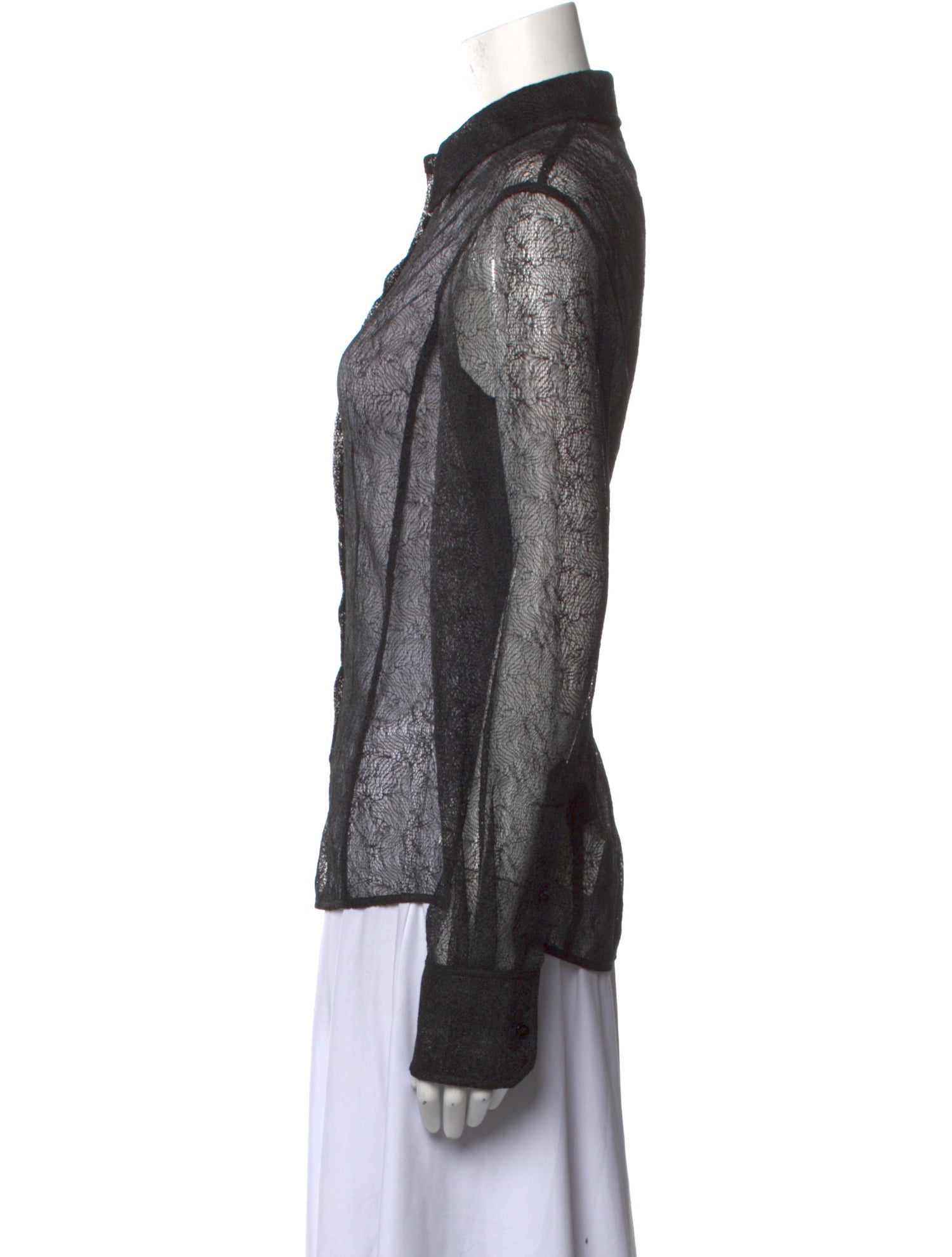 Helmut Lang Lace Pattern Long Sleeve Button-Up Top