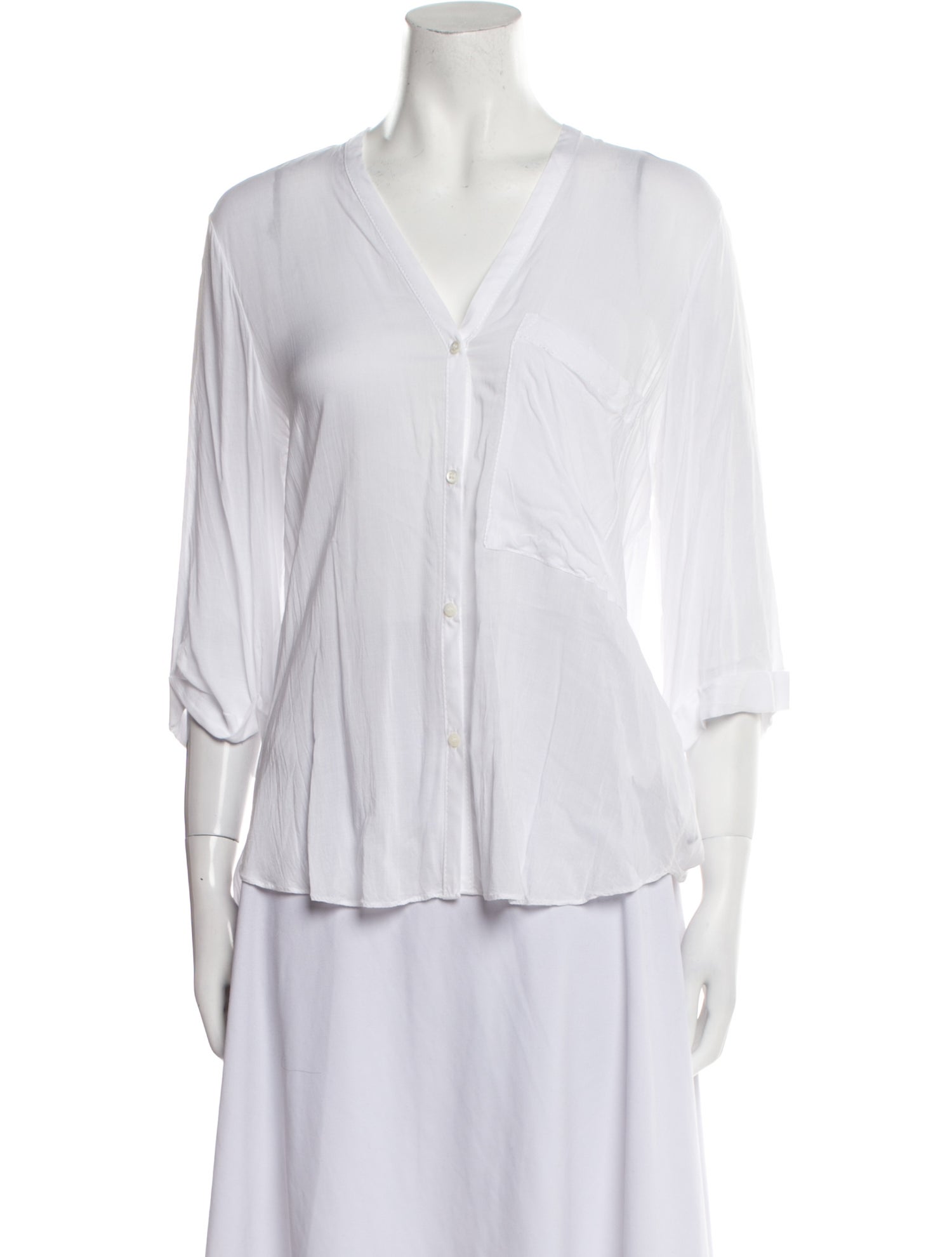 Helmut Lang V-Neck Three-Quarter Sleeve Button-Up Top w/ Tags