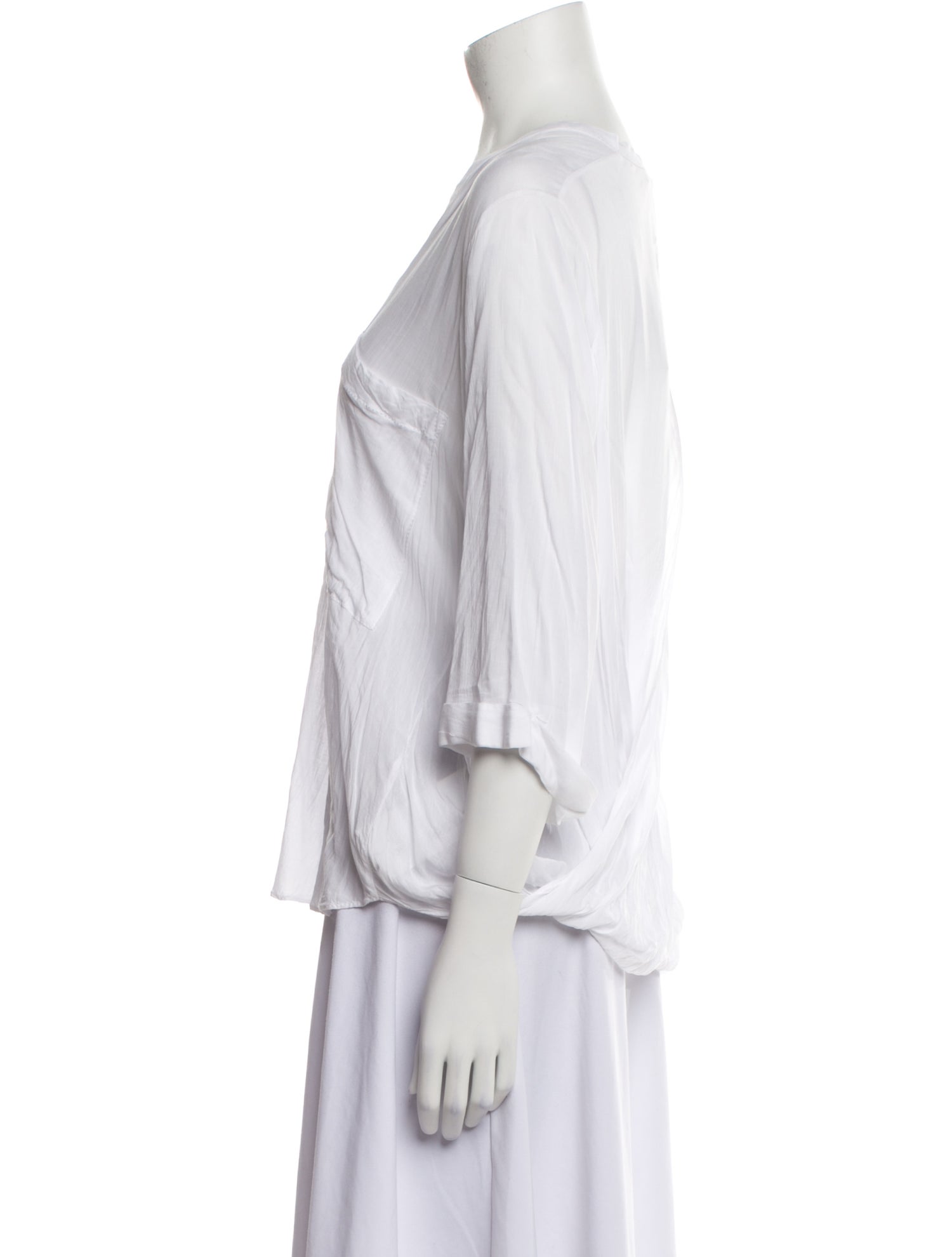 Helmut Lang V-Neck Three-Quarter Sleeve Button-Up Top w/ Tags