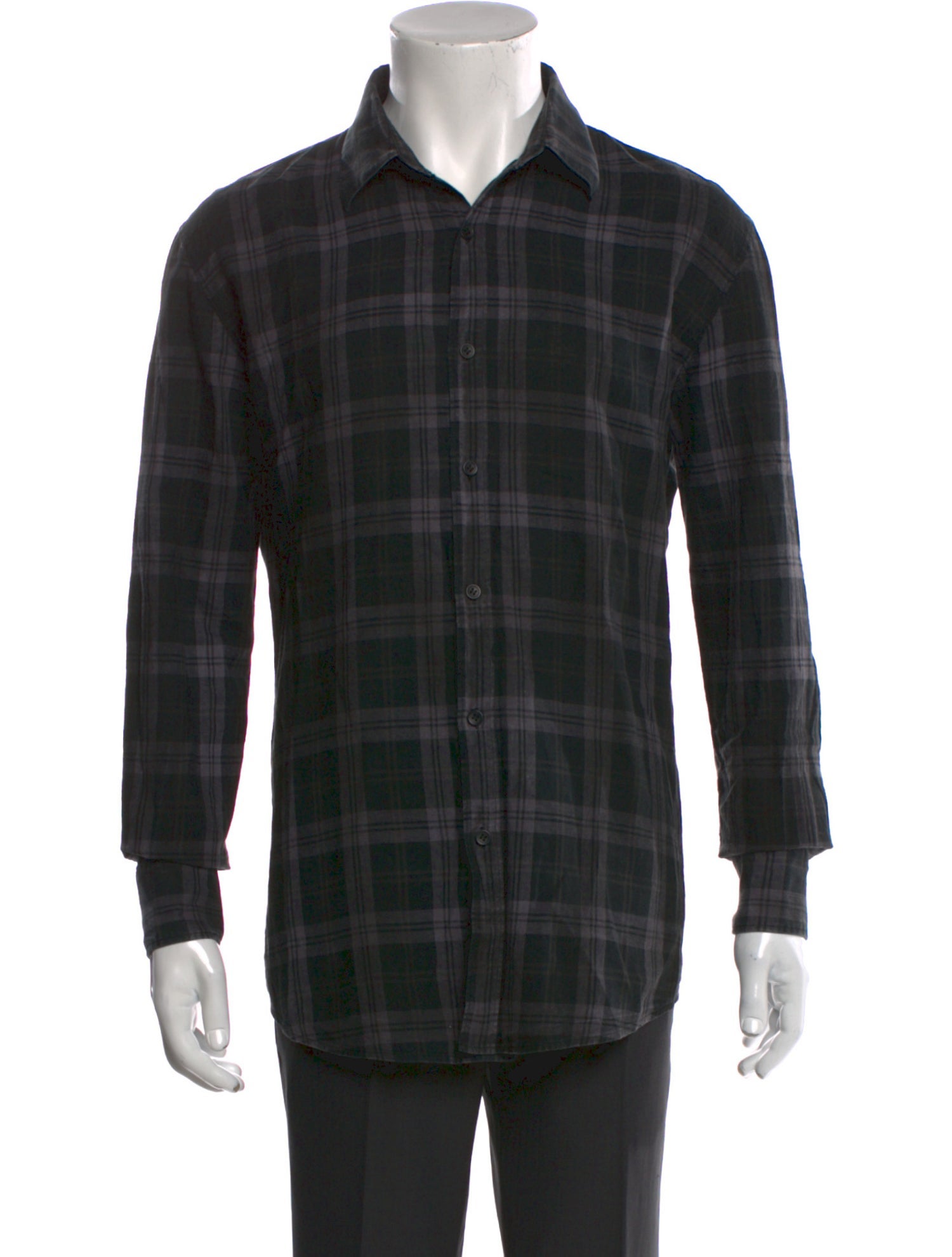 Helmut Lang Plaid Print Long Sleeve Shirt