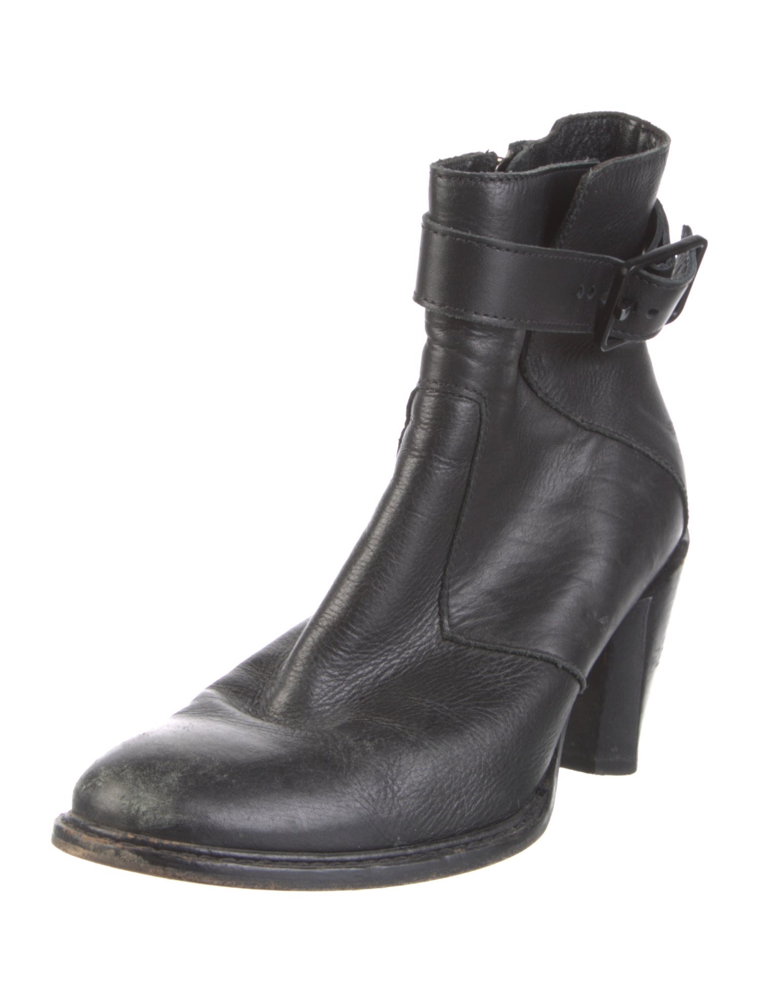 Helmut Lang Leather Whipstitch Trim Boots