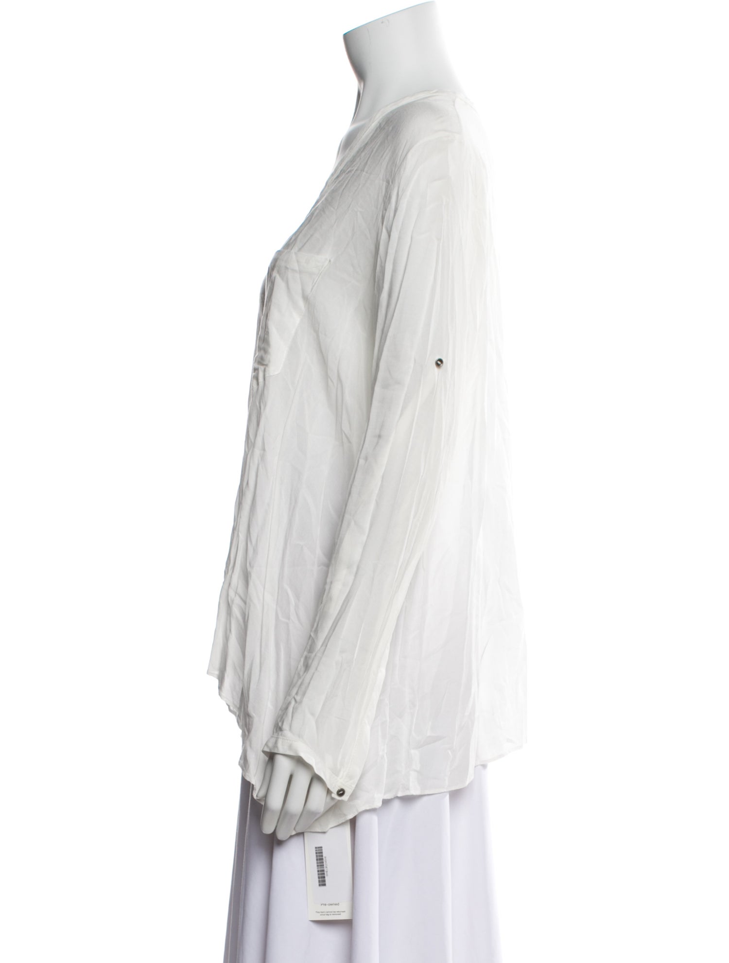 Helmut Lang V-Neck Long Sleeve Button-Up Top