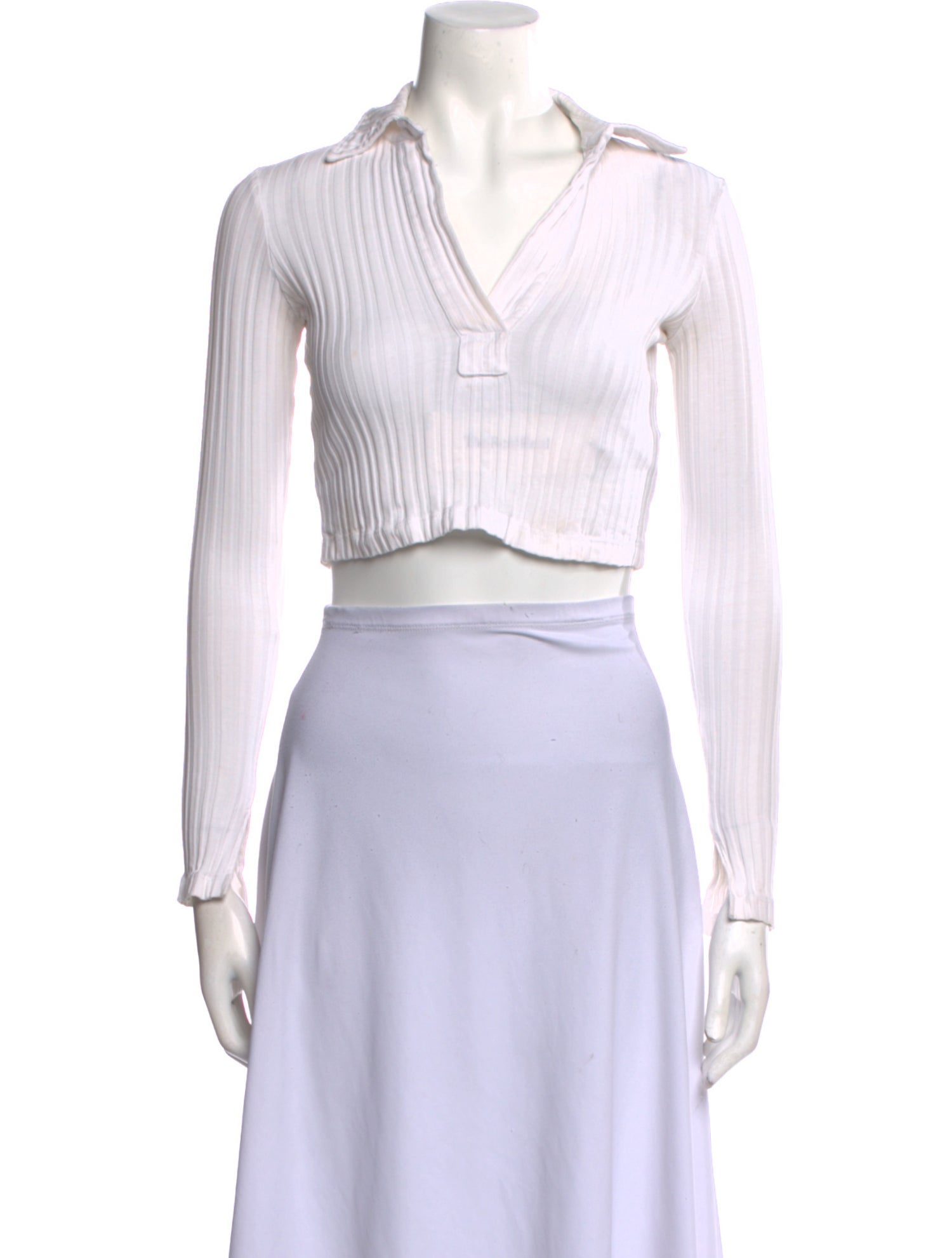 Helmut Lang V-Neck Long Sleeve Crop Top