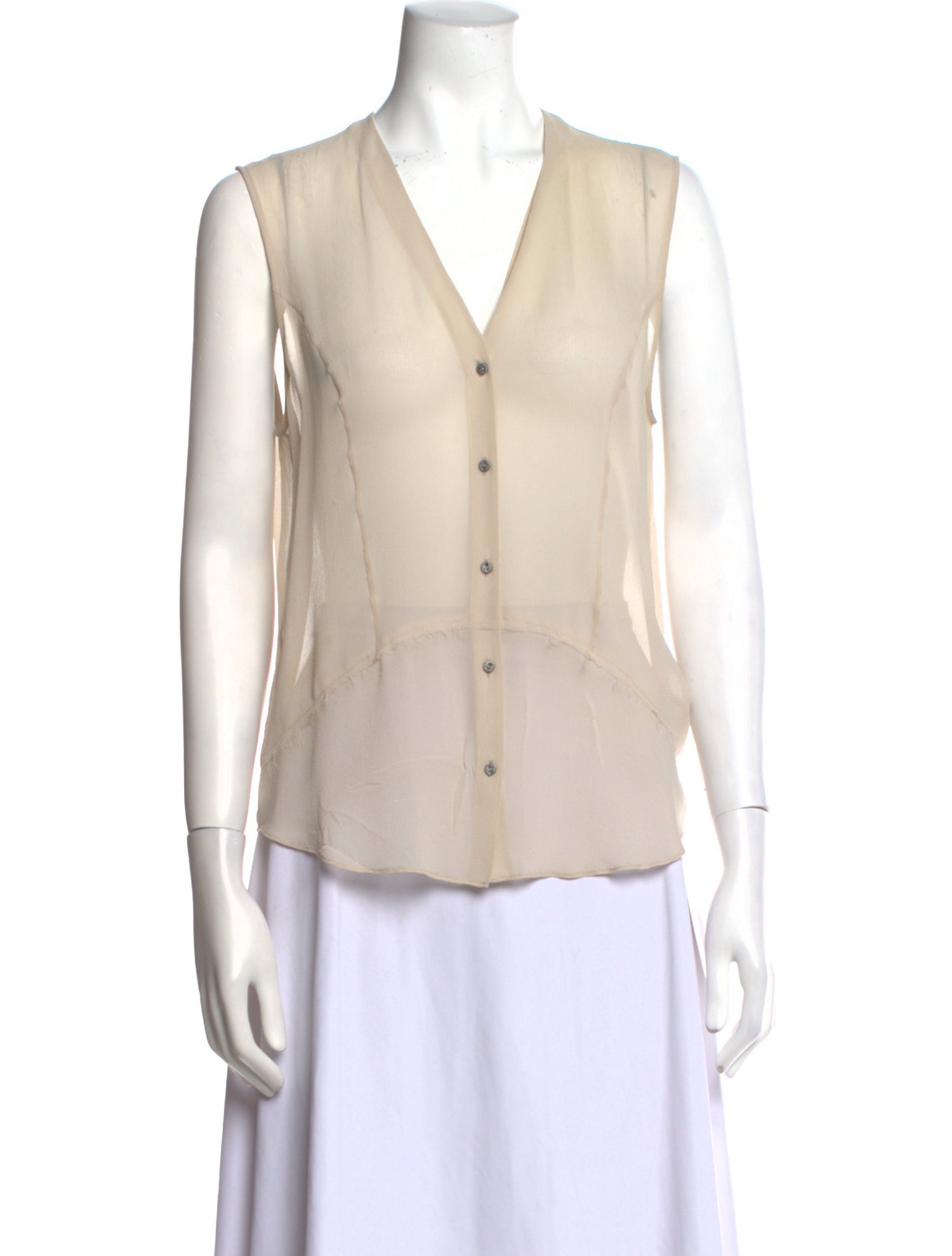 Helmut Lang Silk V-Neck Button-Up Top