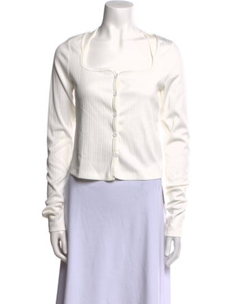 Helmut Lang Square Neckline Long Sleeve Crop Top