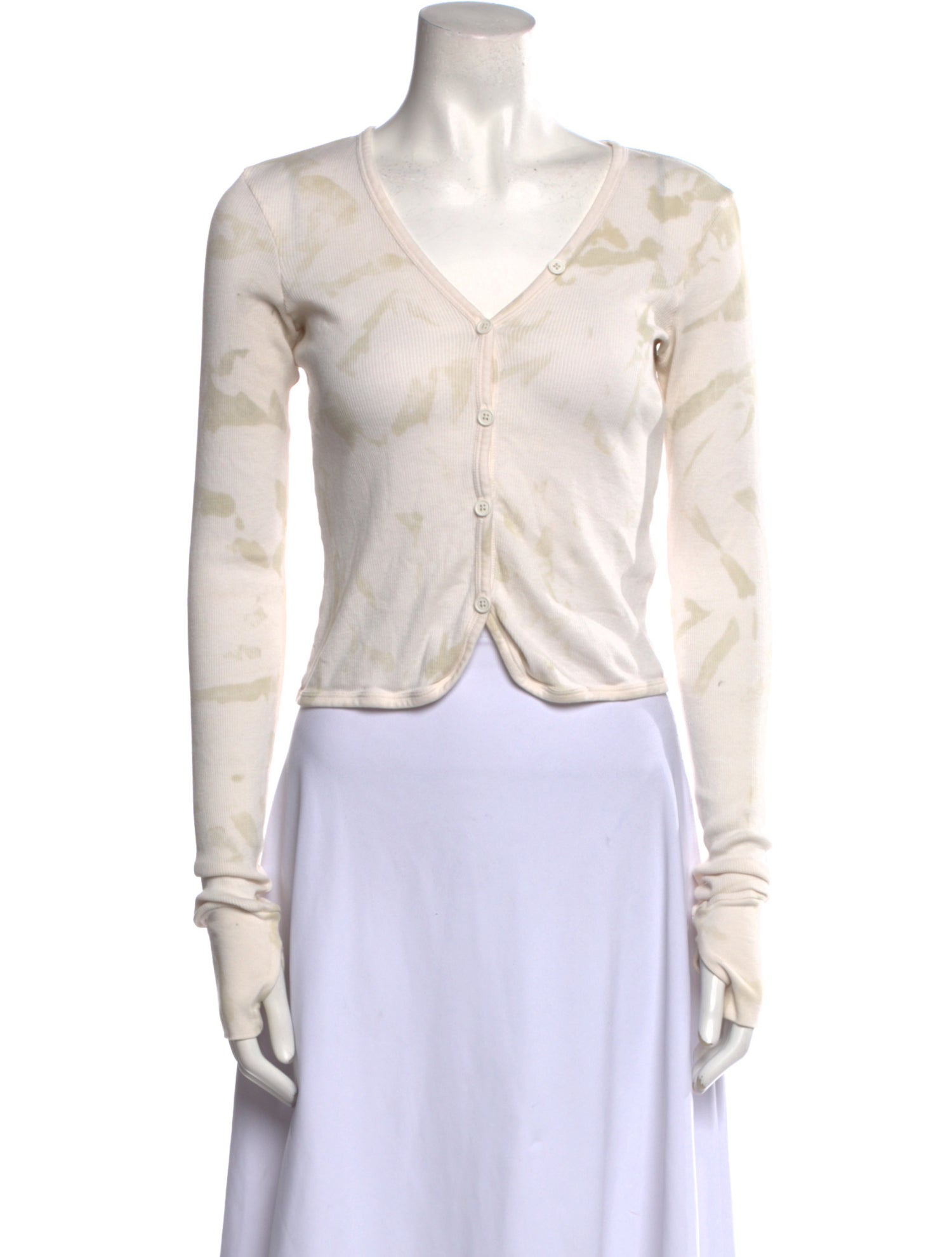 Helmut Lang V-Neck Long Sleeve Crop Top