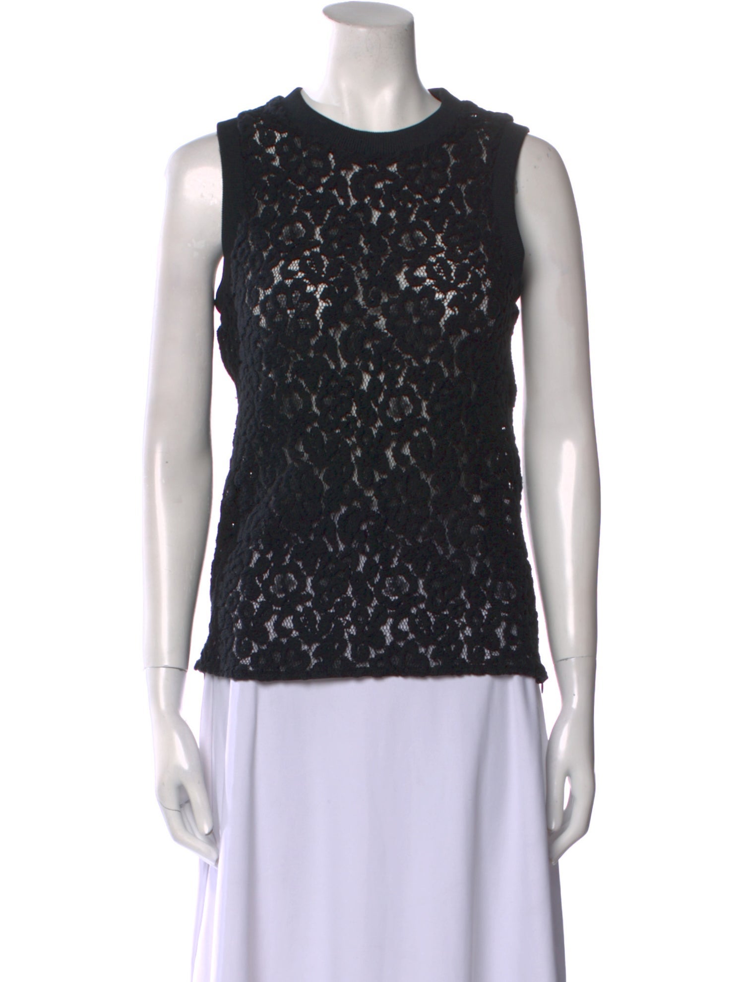 Helmut Lang Lace Pattern Crew Neck Top
