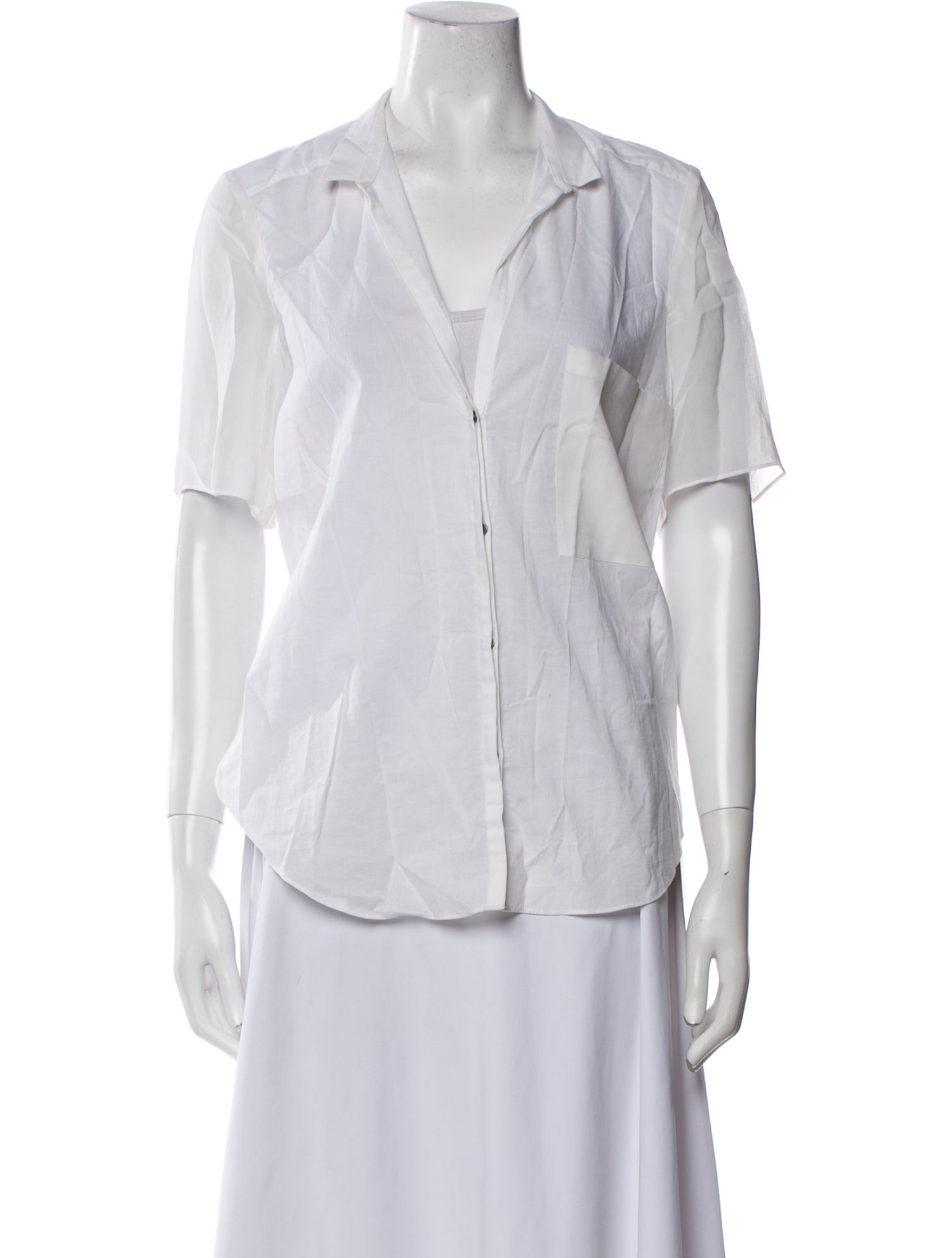 Helmut Lang V-Neck Short Sleeve Button-Up Top