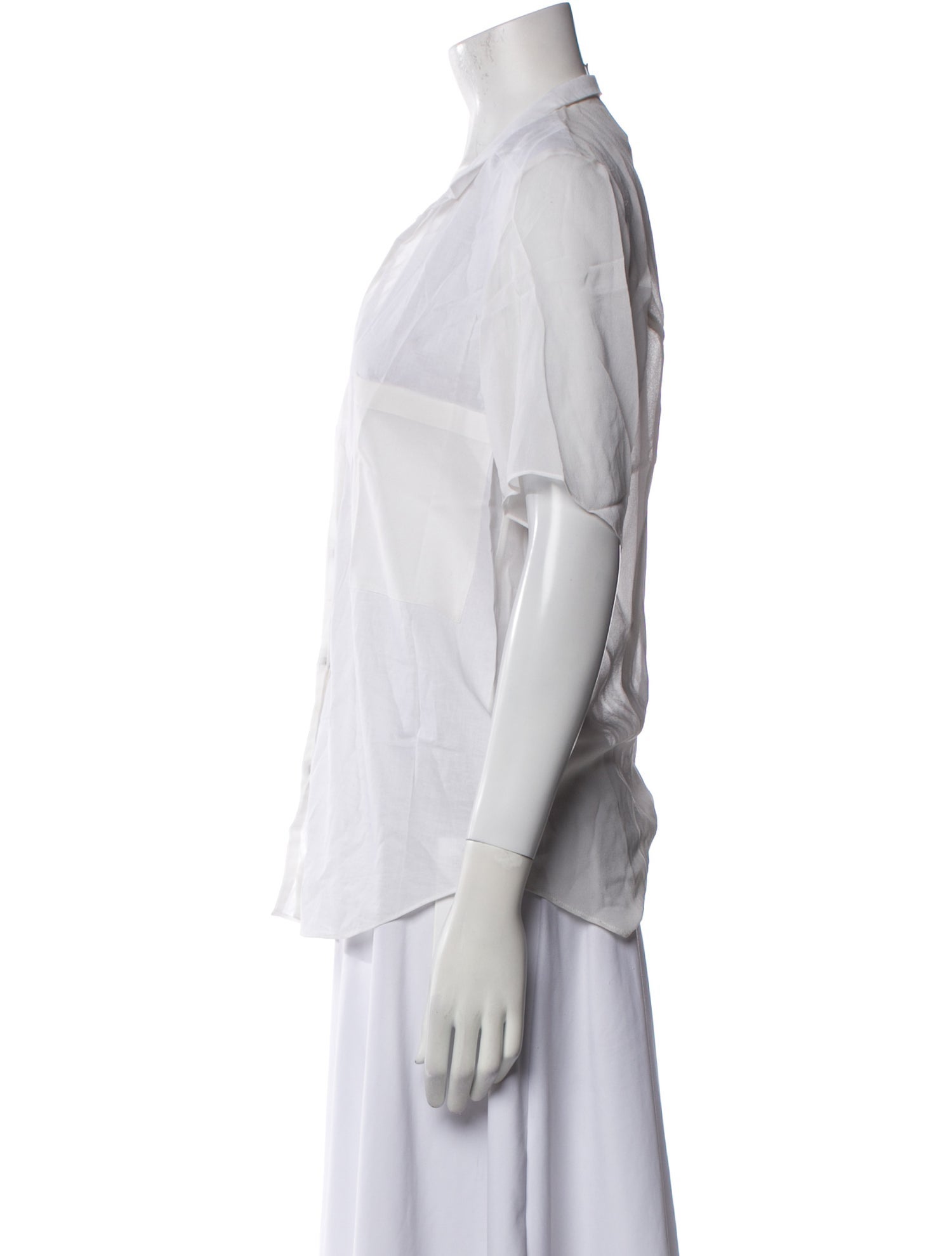 Helmut Lang V-Neck Short Sleeve Button-Up Top