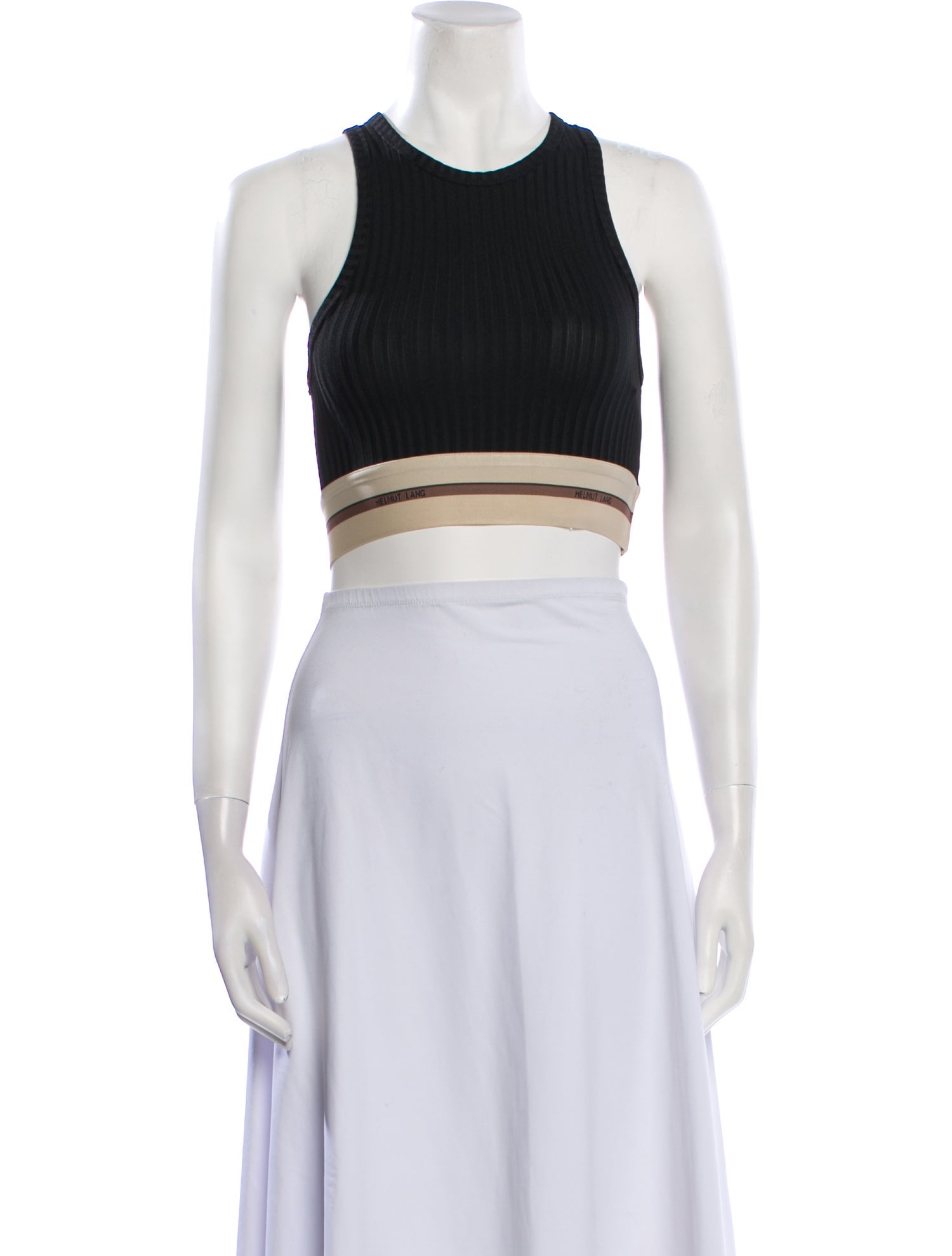 Helmut Lang Crew Neck Sleeveless Crop Top