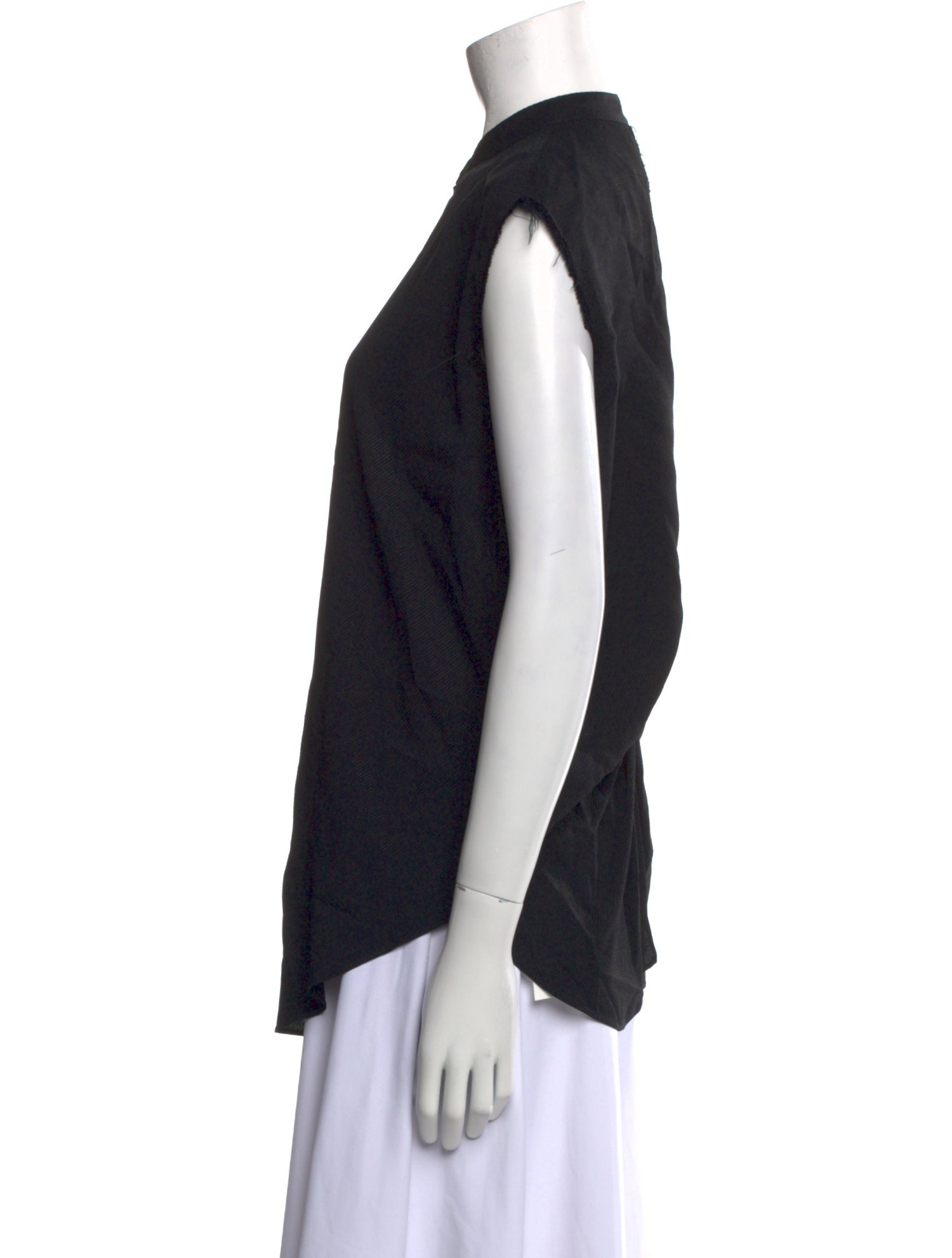 Helmut Lang Mock Neck Short Sleeve Button-Up Top