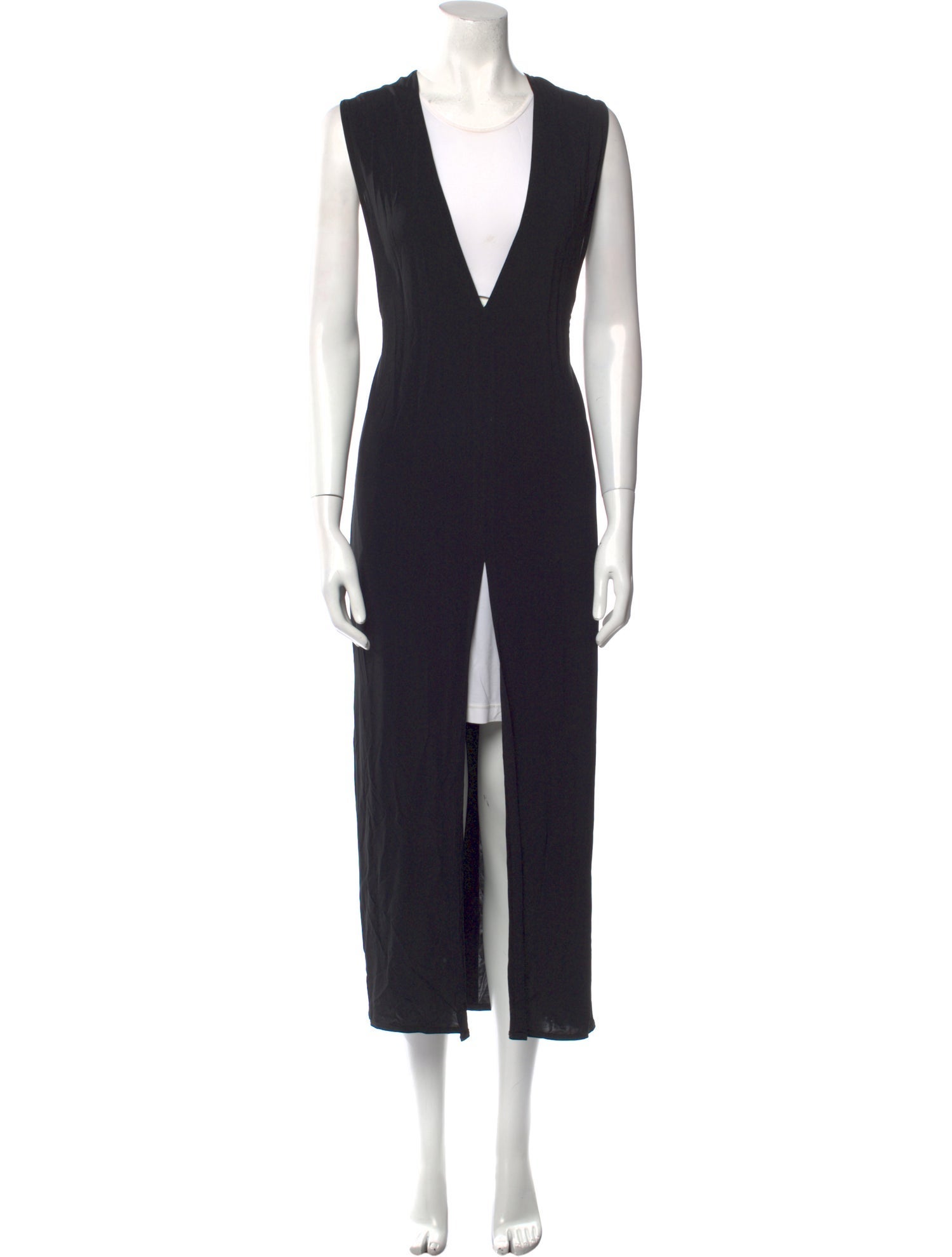Helmut Lang Plunge Neckline Knee-Length Dress