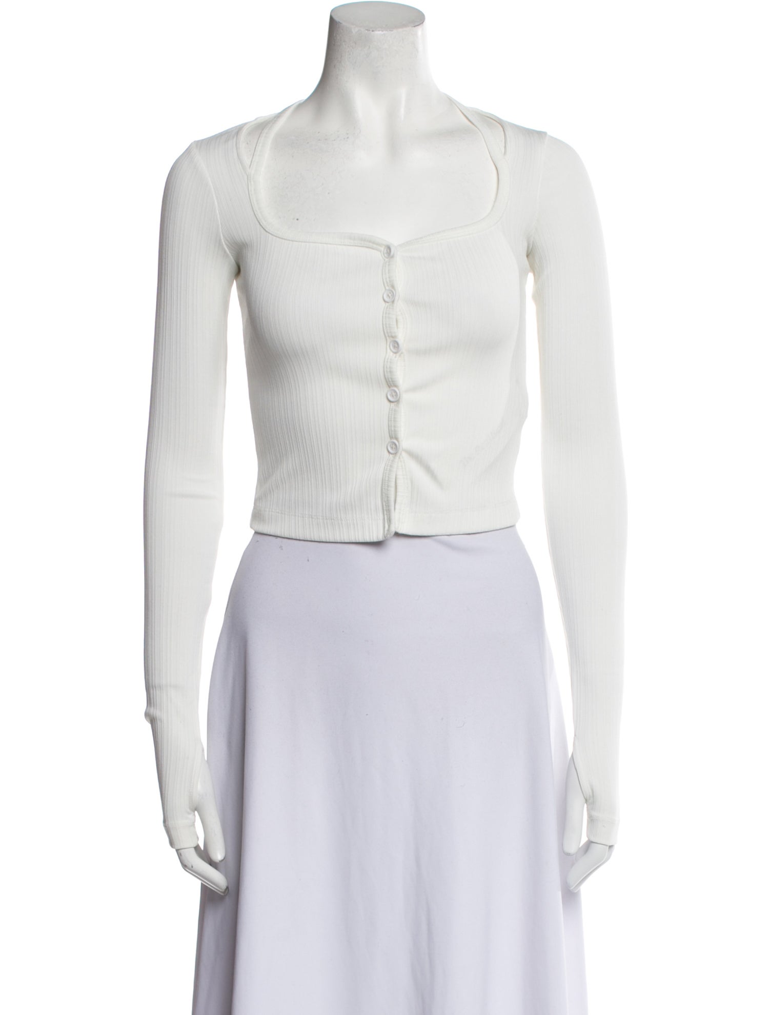 Helmut Lang Square Neckline Long Sleeve Crop Top