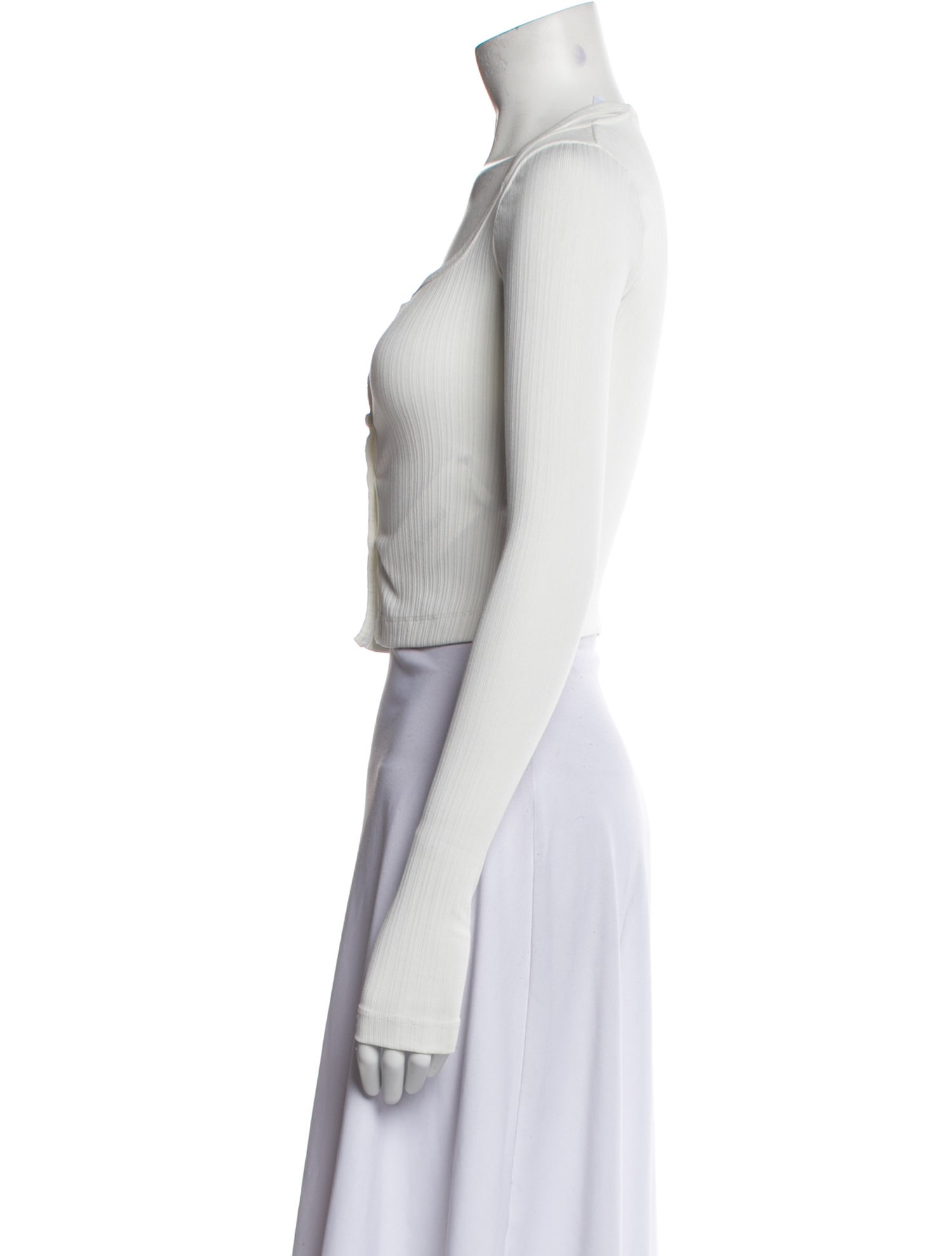 Helmut Lang Square Neckline Long Sleeve Crop Top