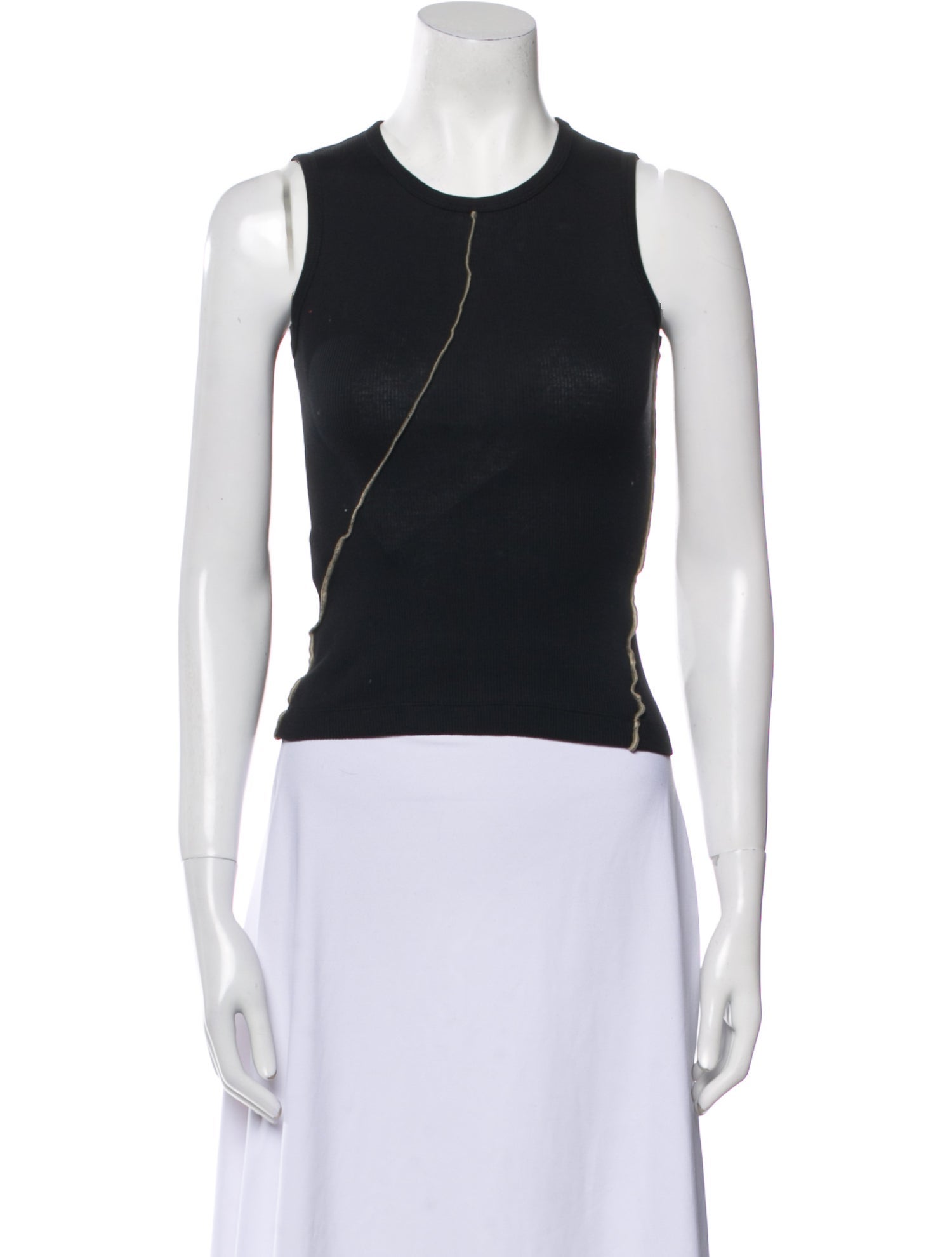 Helmut Lang Crew Neck Sleeveless Crop Top