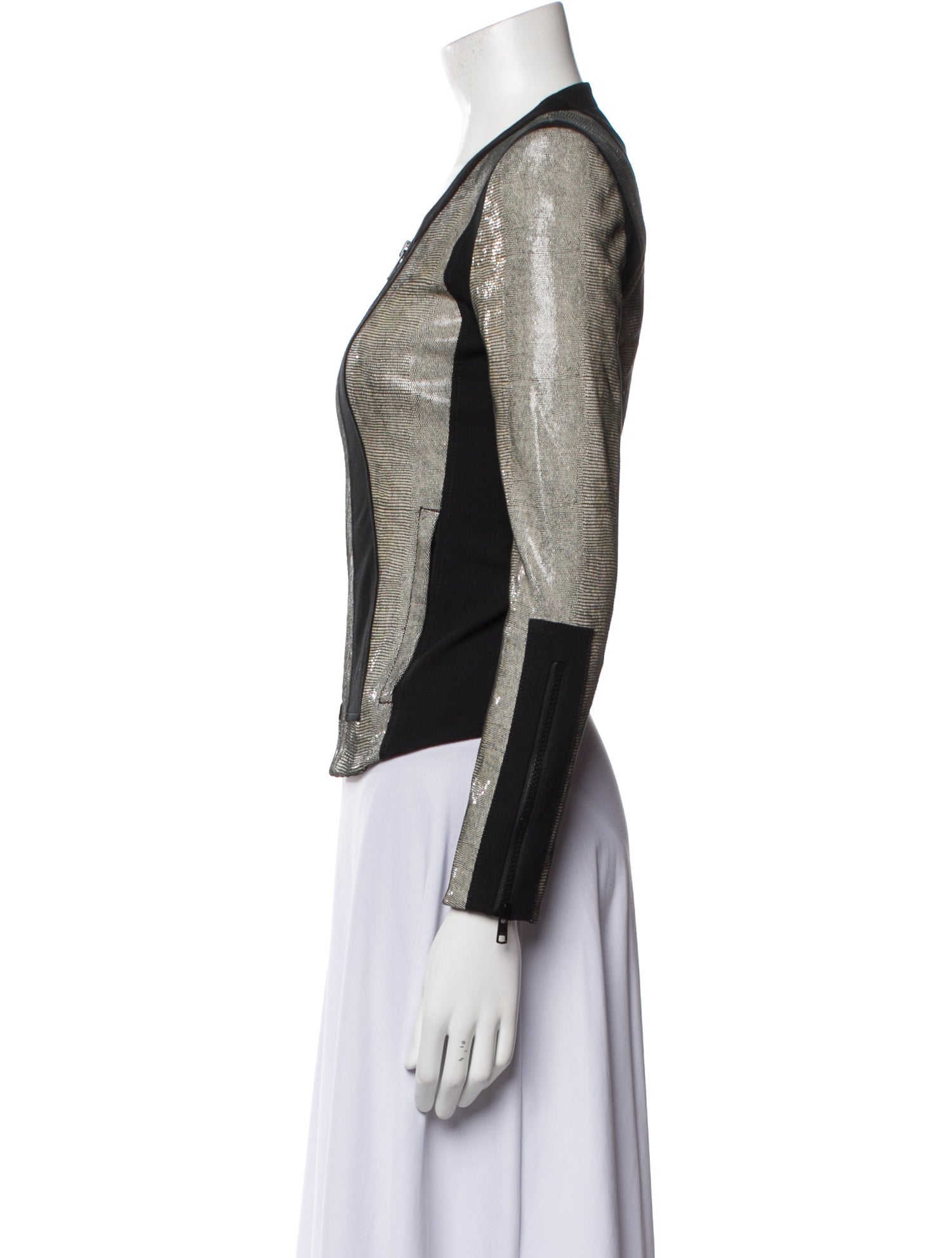Helmut Lang Lamb Leather Striped Evening Jacket