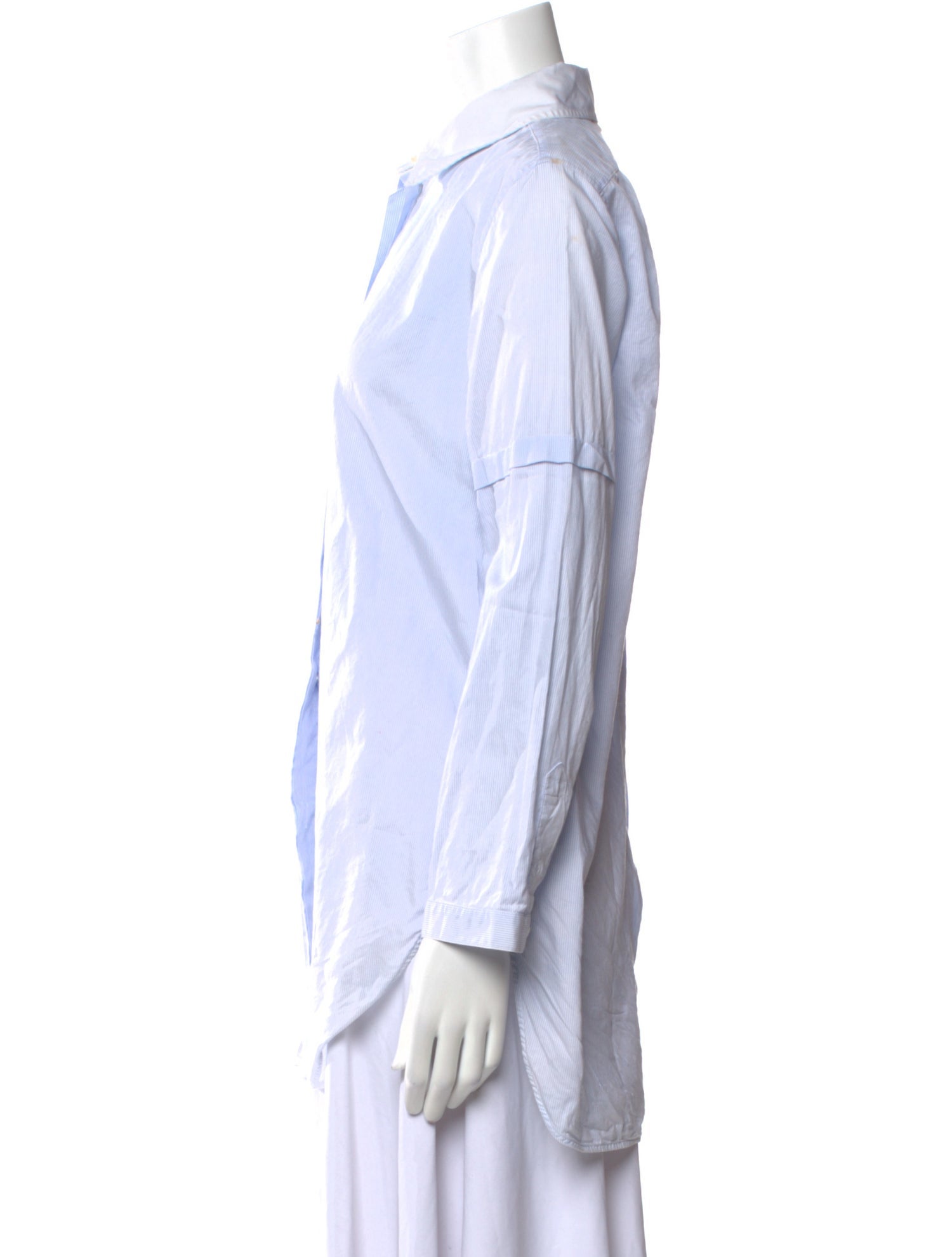 Helmut Lang Striped Long Sleeve Button-Up Top