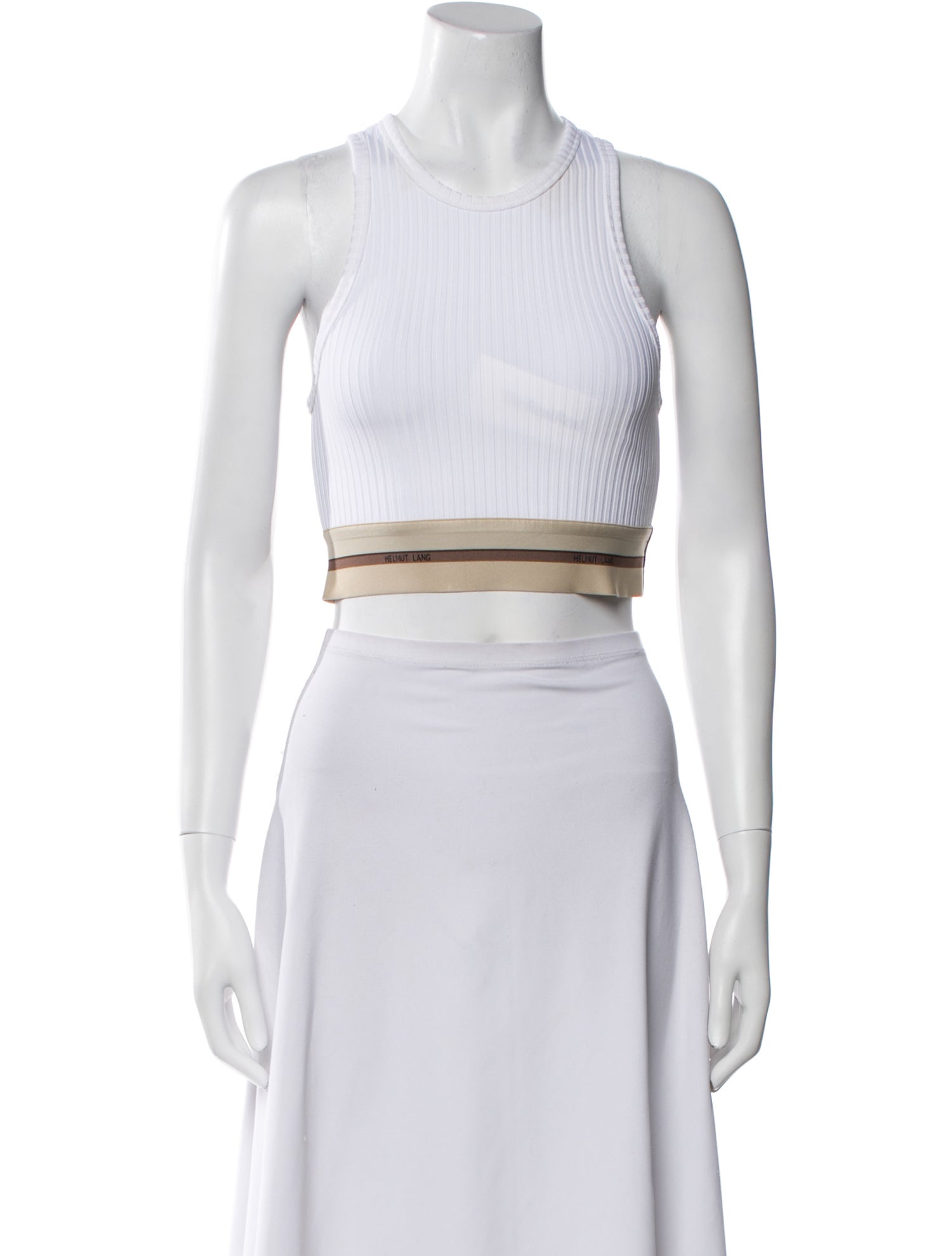 Helmut Lang Crew Neck Sleeveless Crop Top