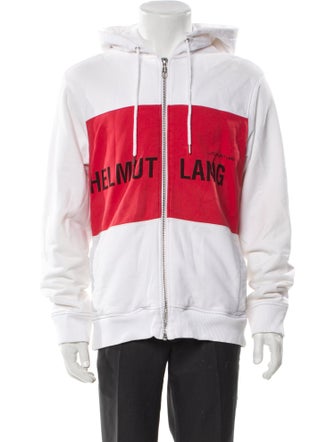 Helmut Lang Colorblock Pattern Crew Neck Hoodie