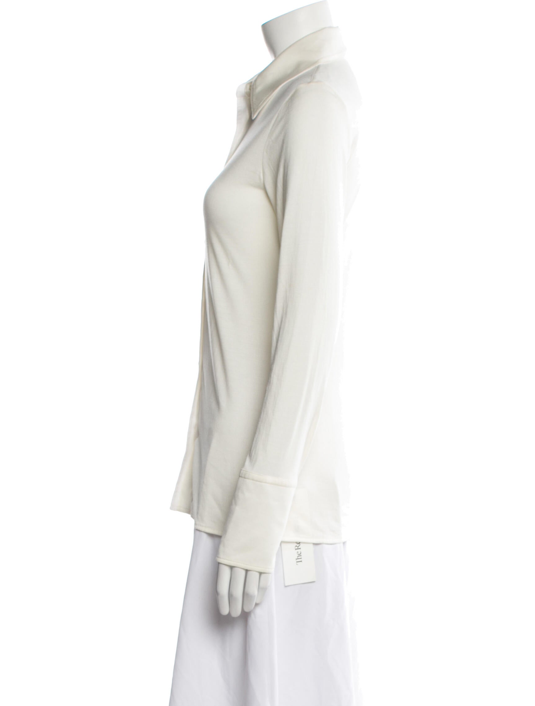 Helmut Lang Silk Long Sleeve Button-Up Top