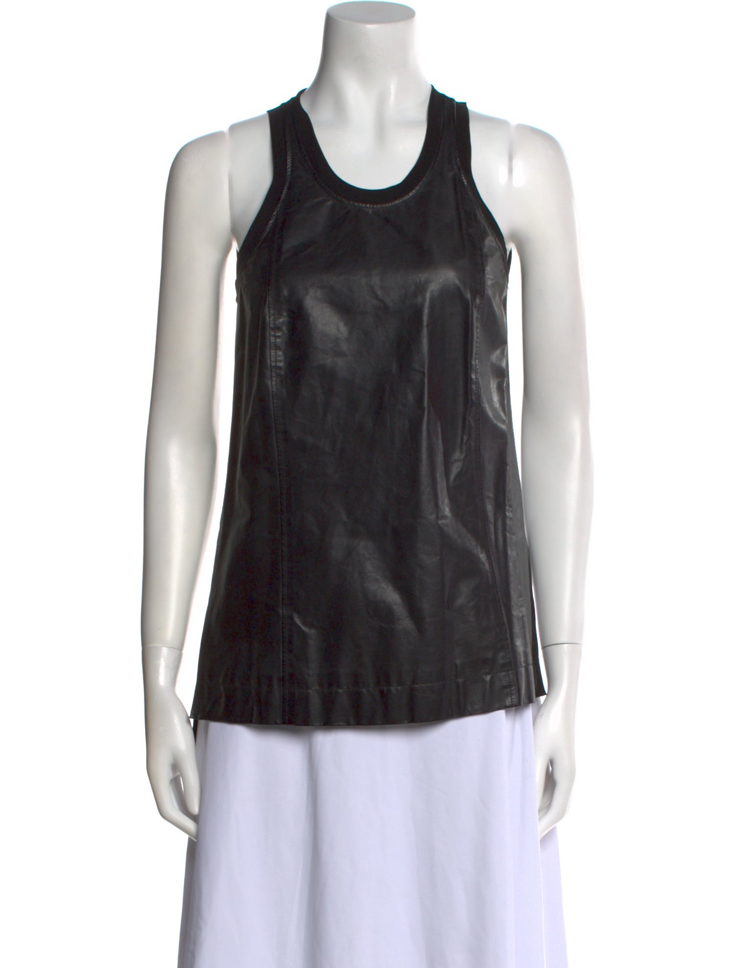 Helmut Lang Leather Scoop Neck Top