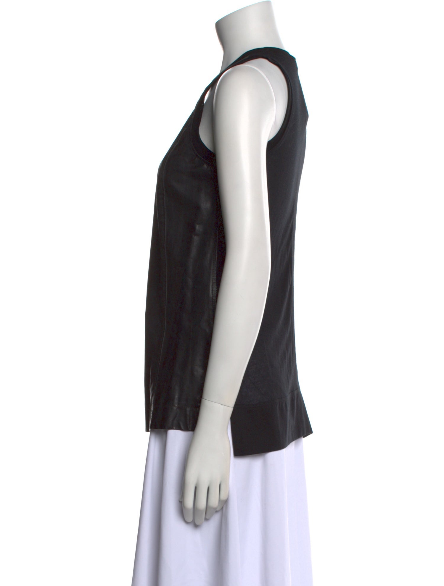 Helmut Lang Leather Scoop Neck Top