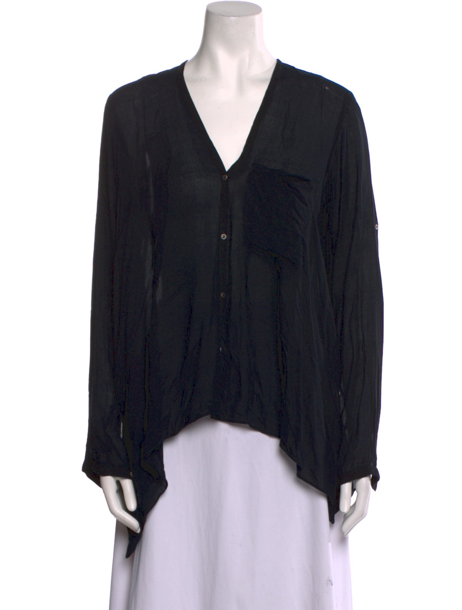 Helmut Lang V-Neck Long Sleeve Blouse