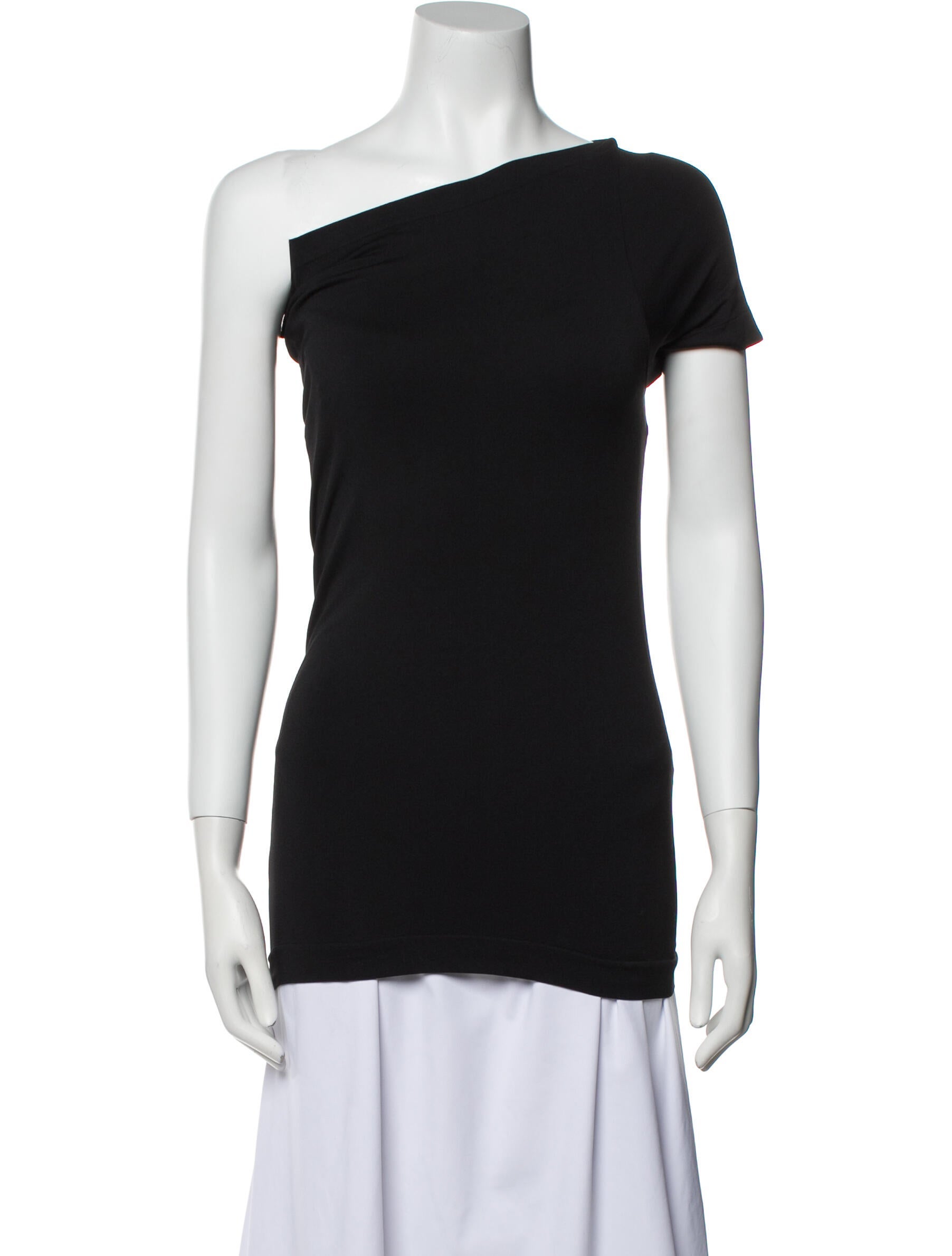Helmut Lang One-Shoulder Short Sleeve Top