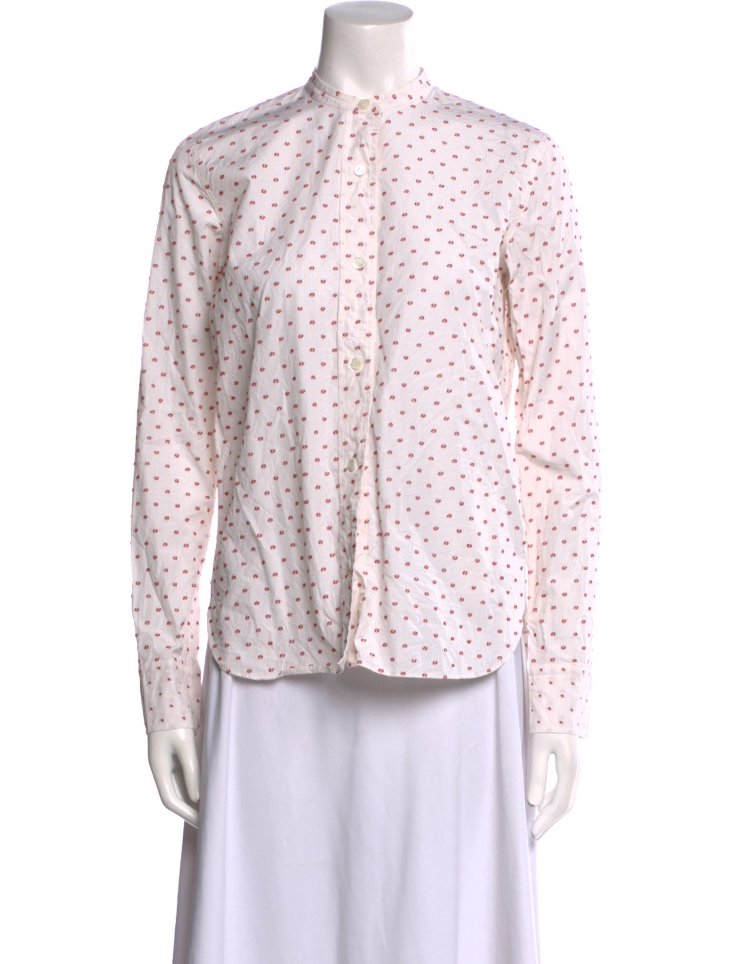 Helmut Lang Printed Mock Neck Button-Up Top