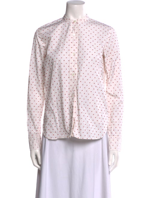 Helmut Lang Printed Mock Neck Button-Up Top