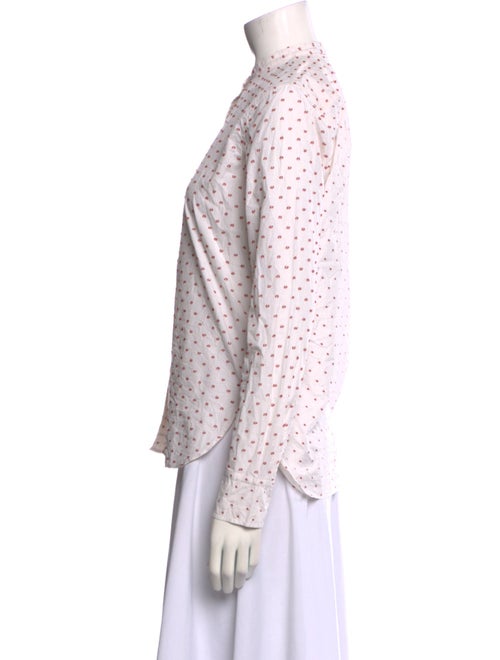 Helmut Lang Printed Mock Neck Button-Up Top