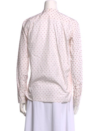 Helmut Lang Printed Mock Neck Button-Up Top