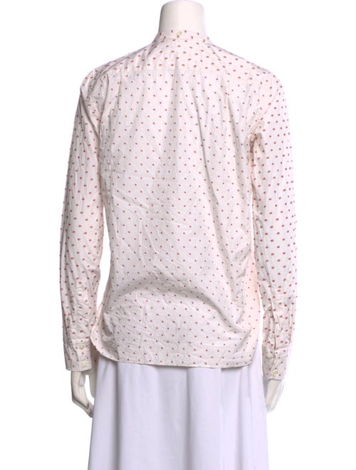 Helmut Lang Printed Mock Neck Button-Up Top