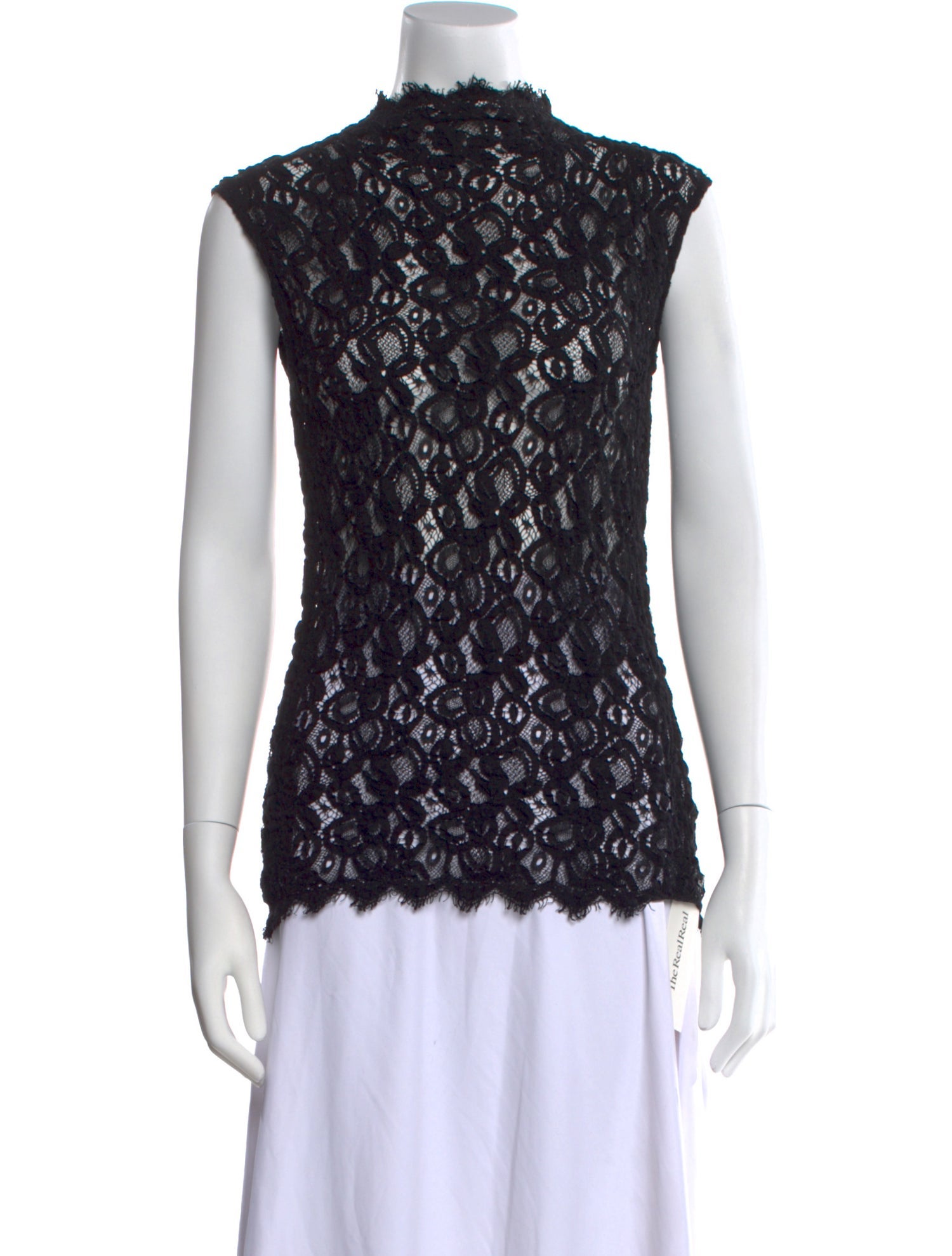 Helmut Lang Lace Pattern Mock Neck Top